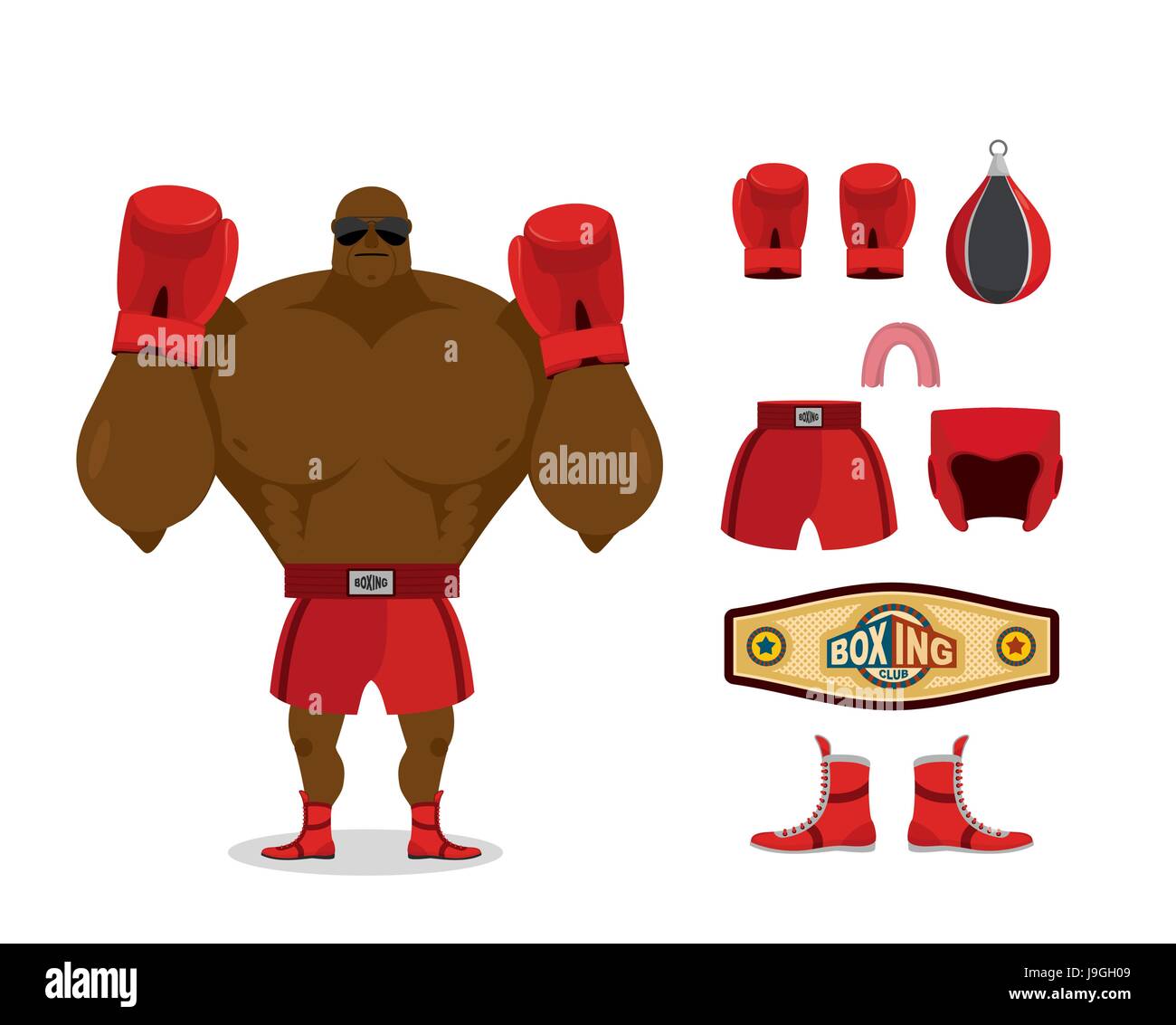 Boxer and accessory set. Sportsman champion. Sport Kit: boxing gloves ...