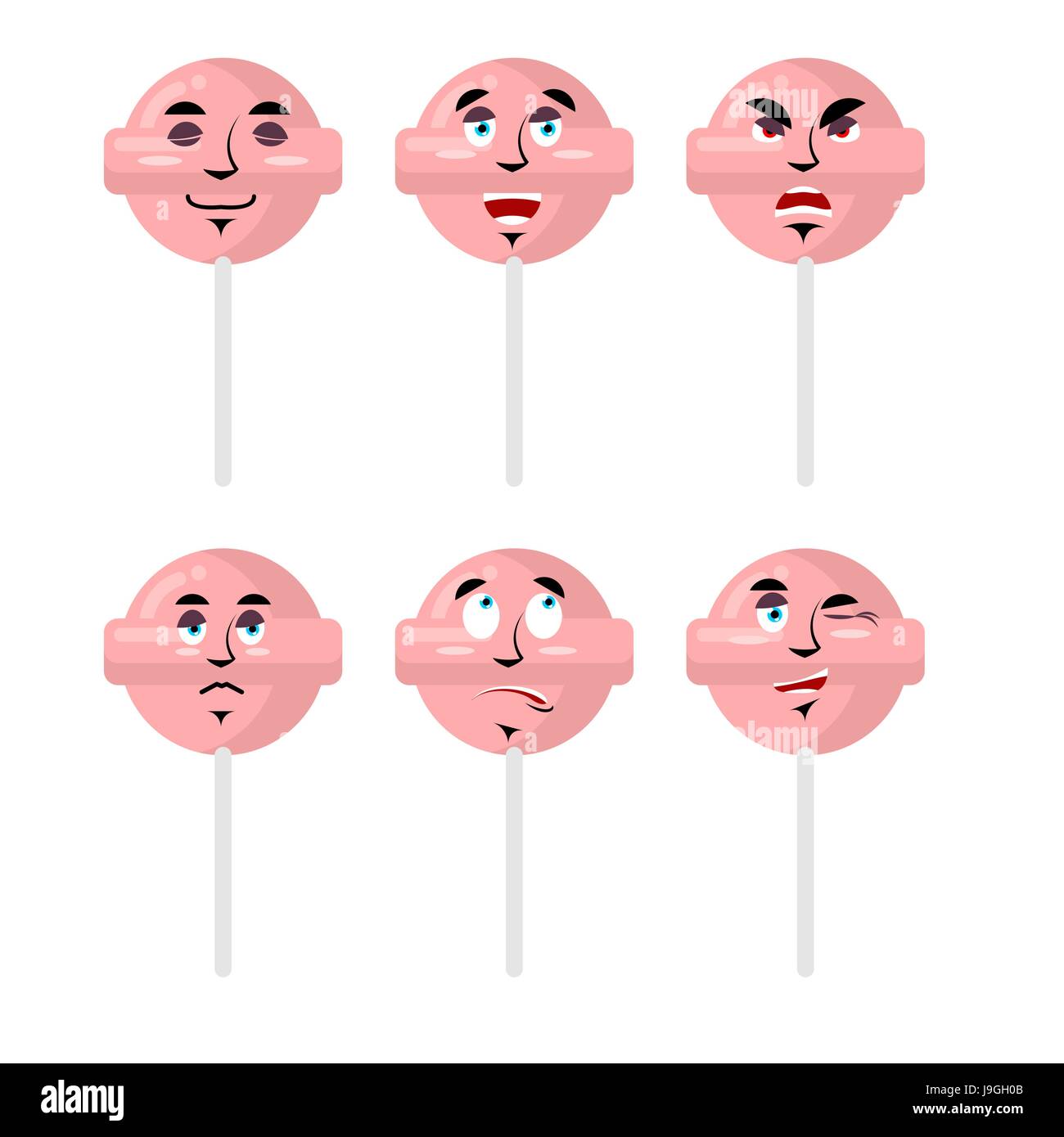 Emotions lollipop. Set expressions avatar candy. Good and evil