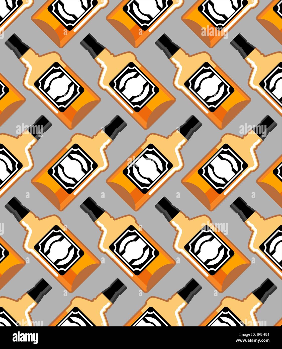 Bottle Scotch seamless pattern. Whiskey ornament. Brandy background
