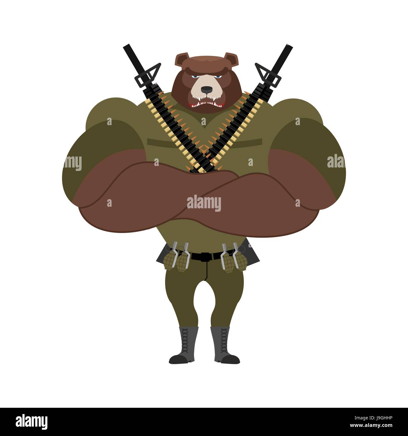 Military strong bear. Powerful big monster soldiers. Beast Troopers