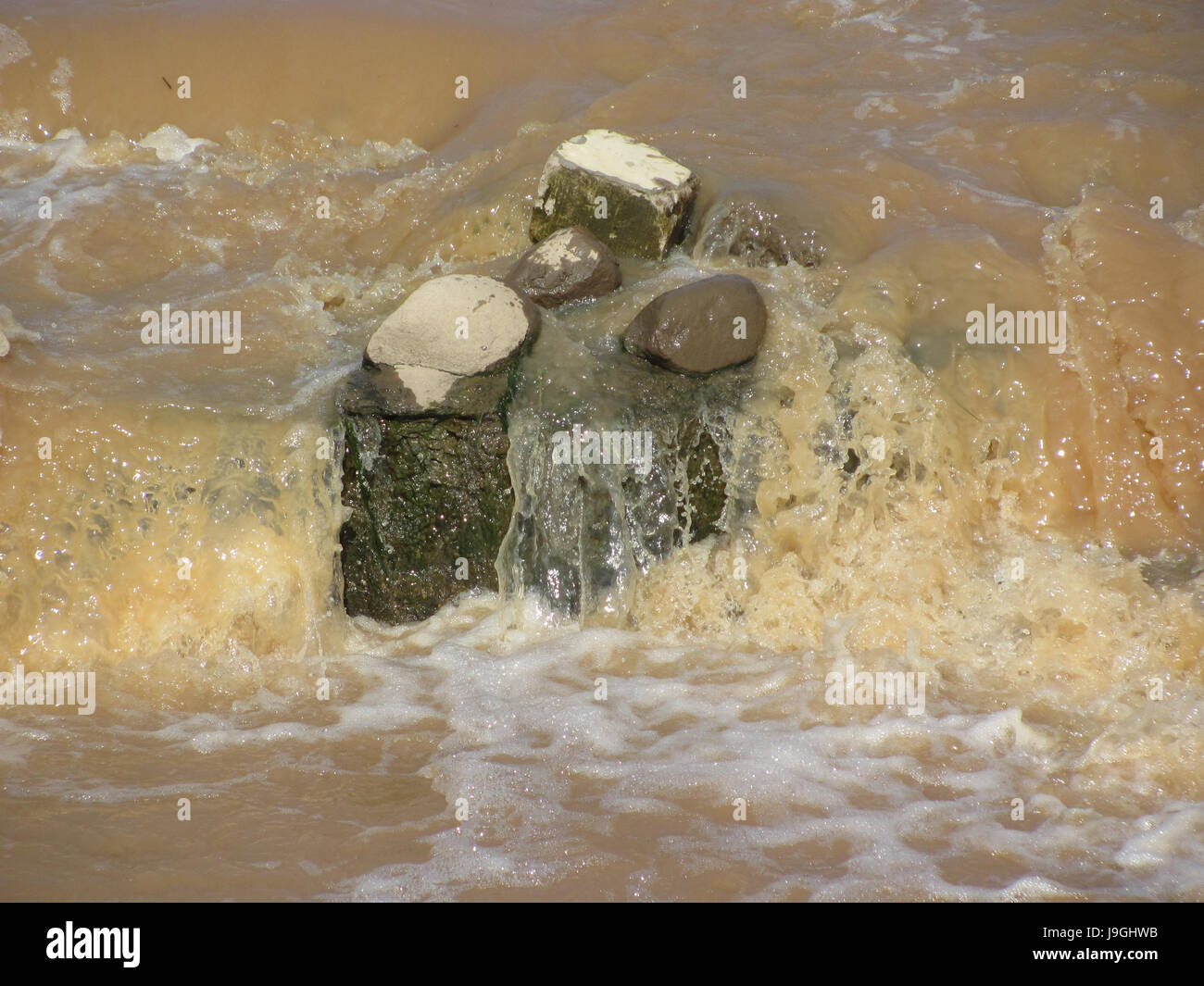 Dirty river, stream, stone Stock Photo