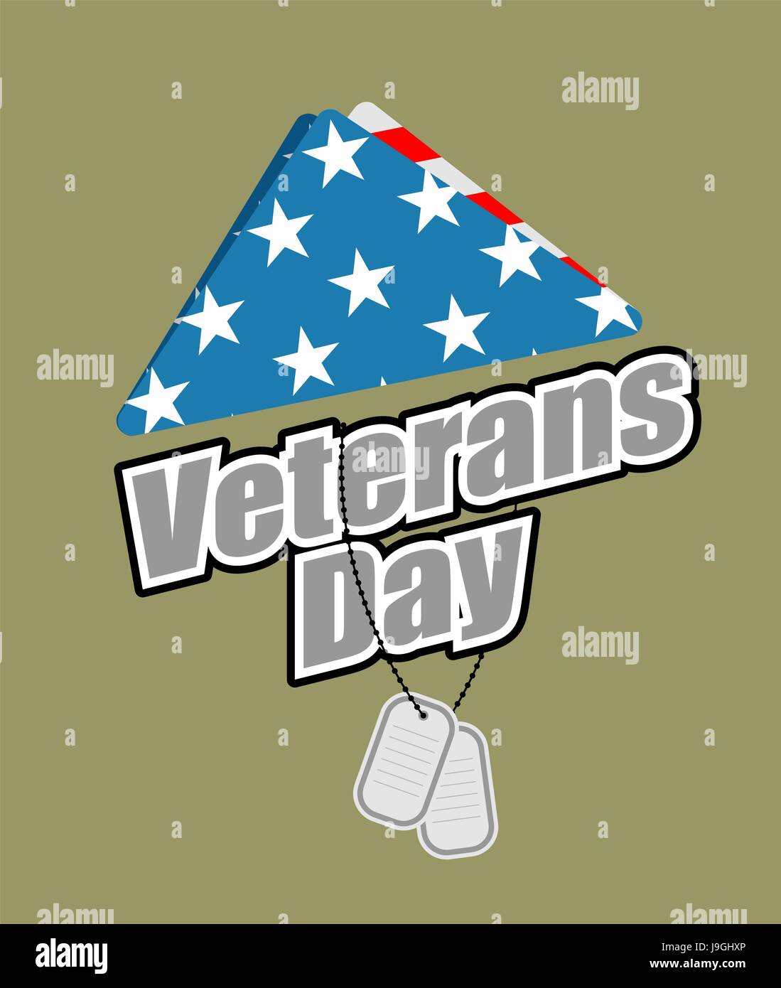 Veterans Day. USA flag symbol of mourning and grief for fallen soldiers. Emblem for national patriotic holiday. United States Flag folded in triangle. Stock Vector