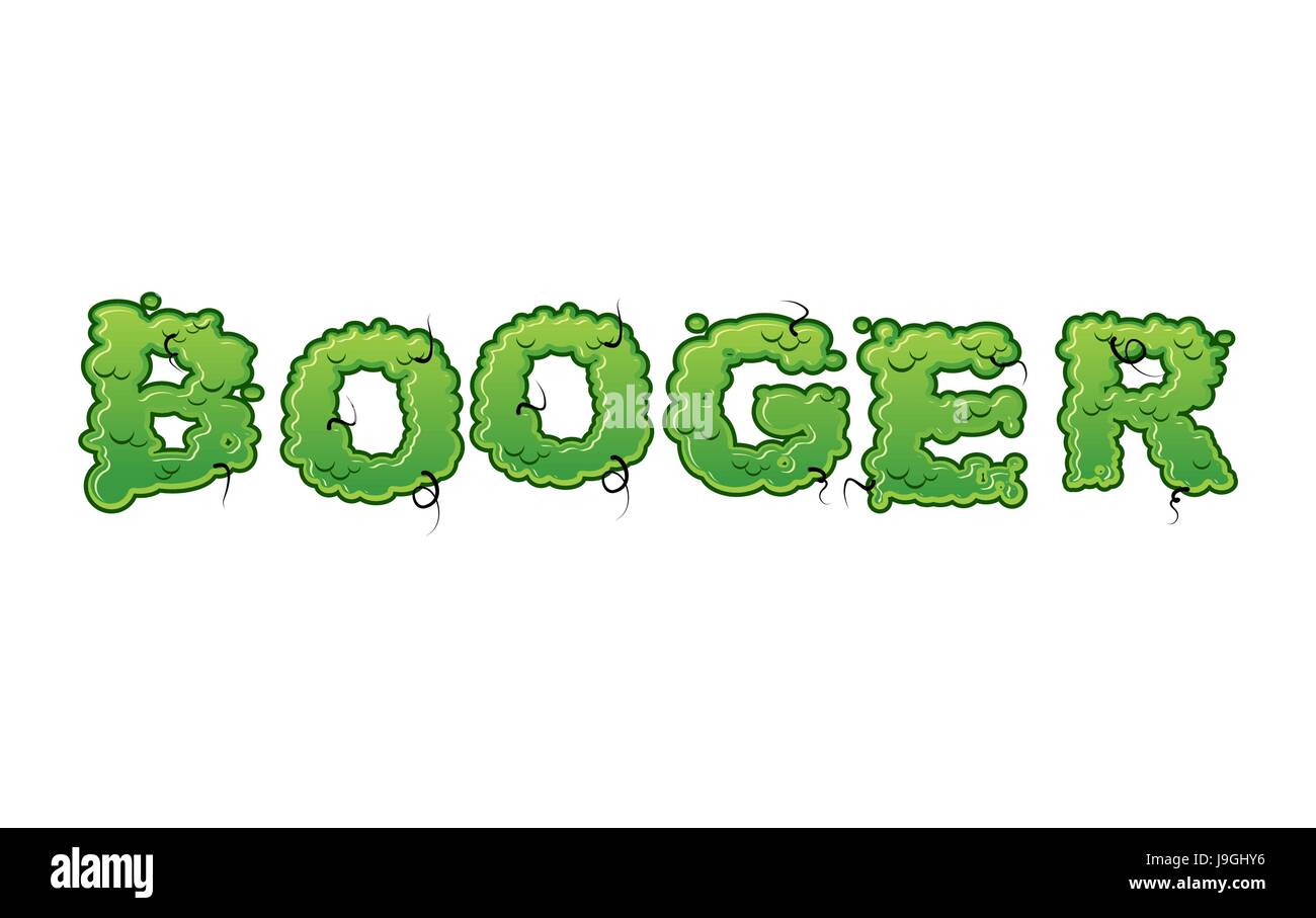 Booger Green slime letters. Snot slippery lettering. Snvel typography Stock Vector