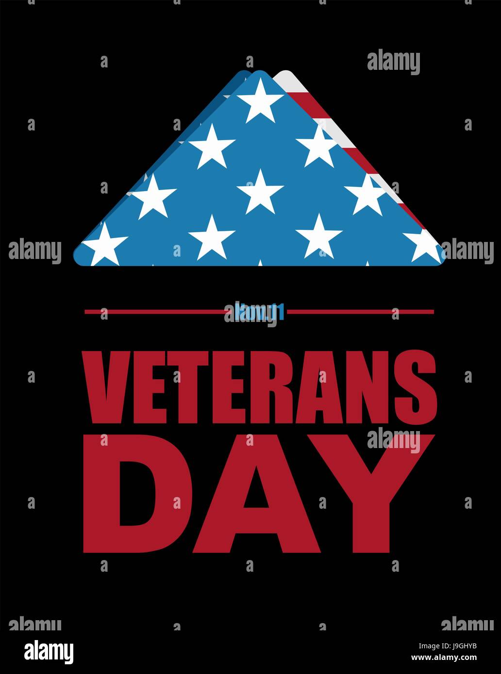 Veterans Day. USA flag symbol of mourning and grief for fallen soldiers. Emblem for national patriotic holiday. United States Flag folded in triangle. Stock Vector