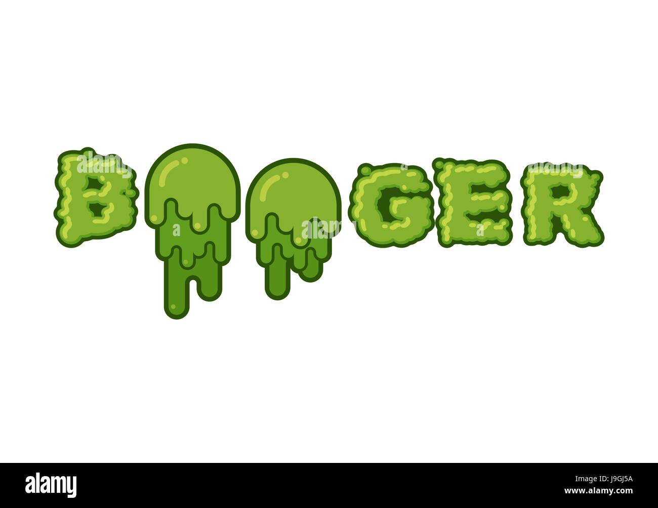 Booger typography. Green slime letters. Snot slippery lettering. Snvel Stock Vector