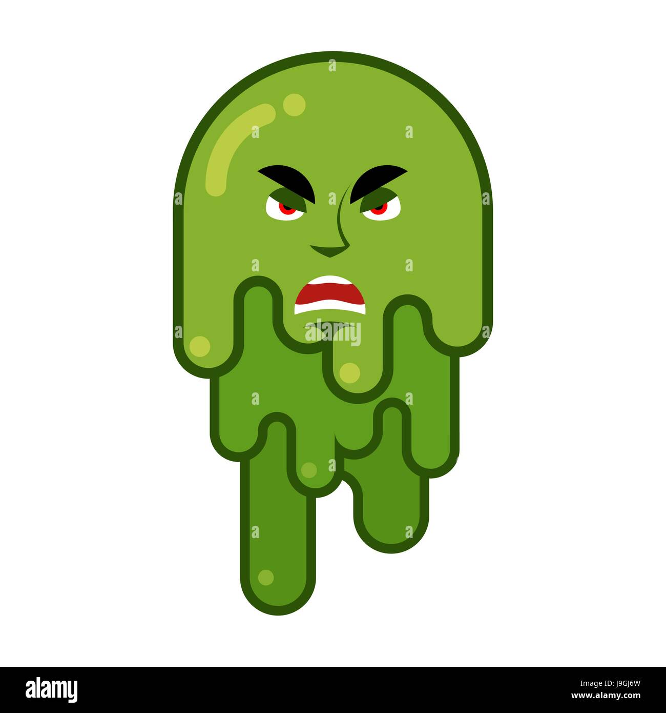 Angry snivel. Aggression emotion snot. Big green wad of mucus booger Stock Vector
