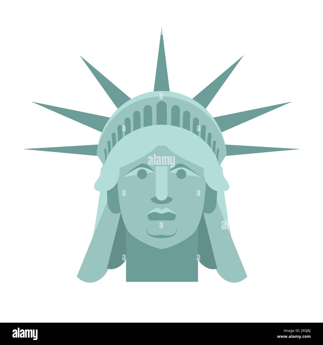 Head of Statue of Liberty. Face sculpture America. Monument in US architecture. National Historic Landmark in United States. Stock Vector