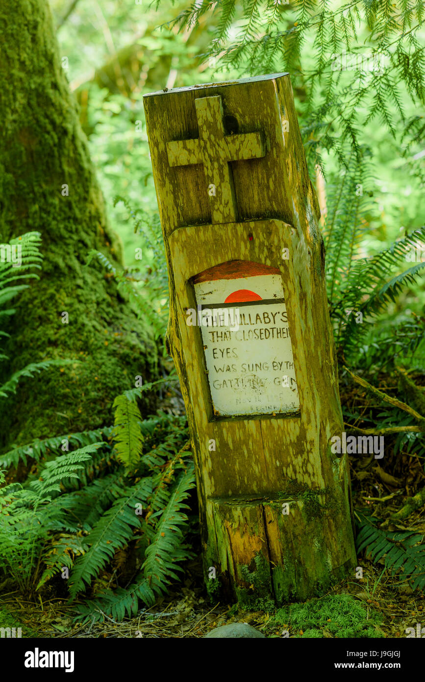 Wacky Woods installation by eccentric artist George Sawchuk, Fanny Bay, British Columbia, Canada. Stock Photo