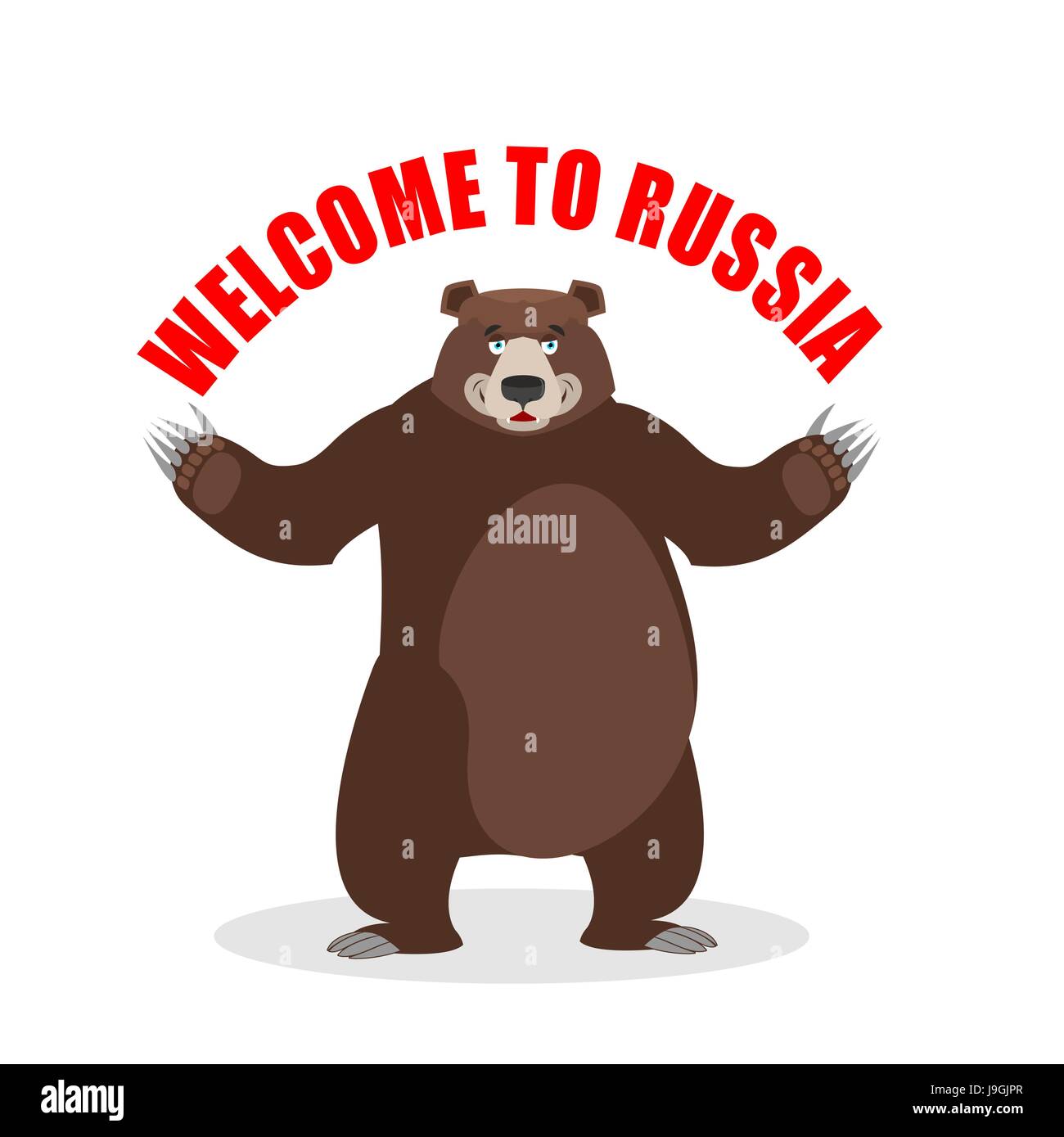 Russian bear. Welcome to Russia. Wild animal friendly. Good big beast Stock Vector