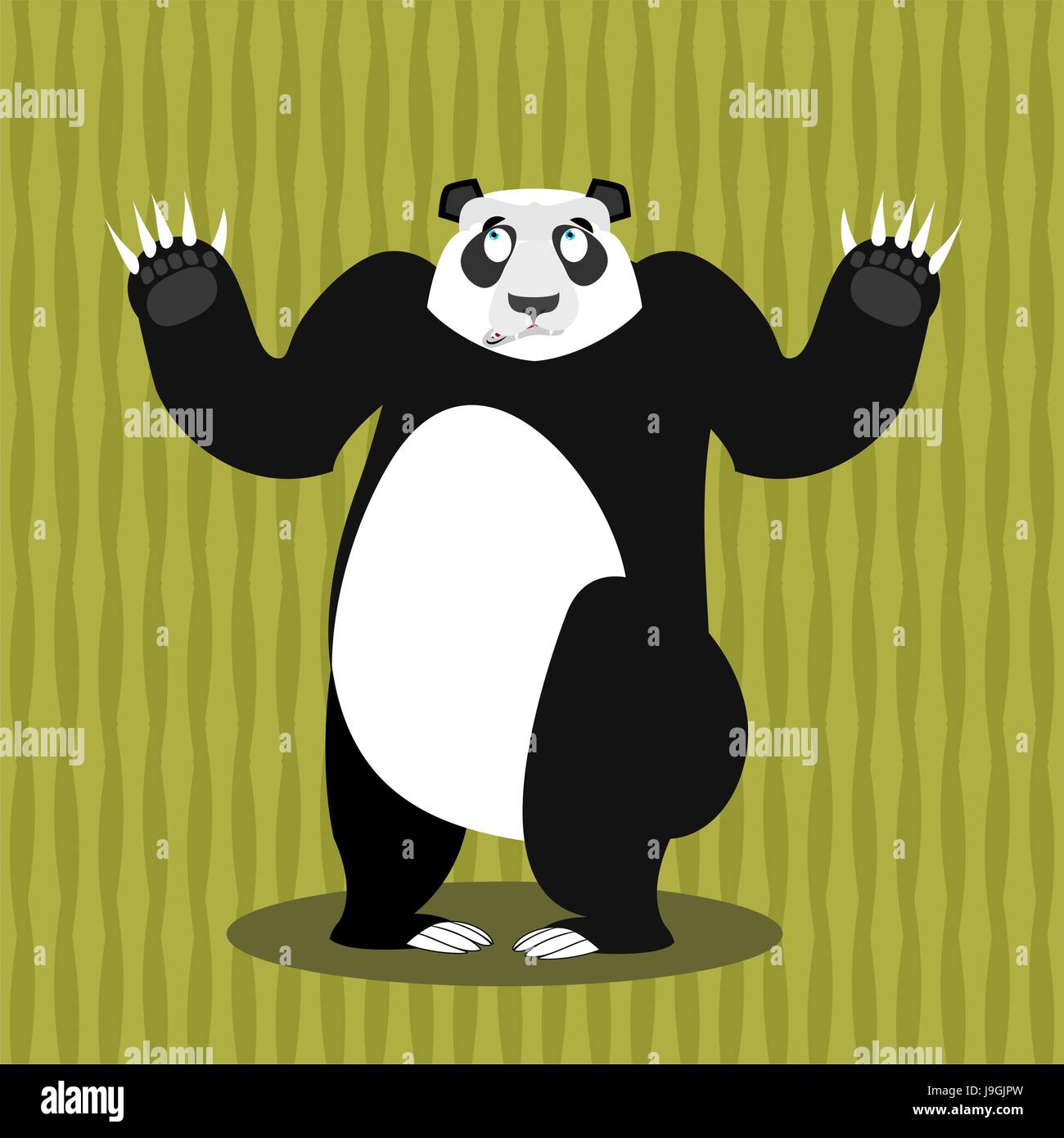 Surprised panda OOPS. Perplexed Chinese bear. Struck by a wild animal. With wide-eyed animal Stock Vector