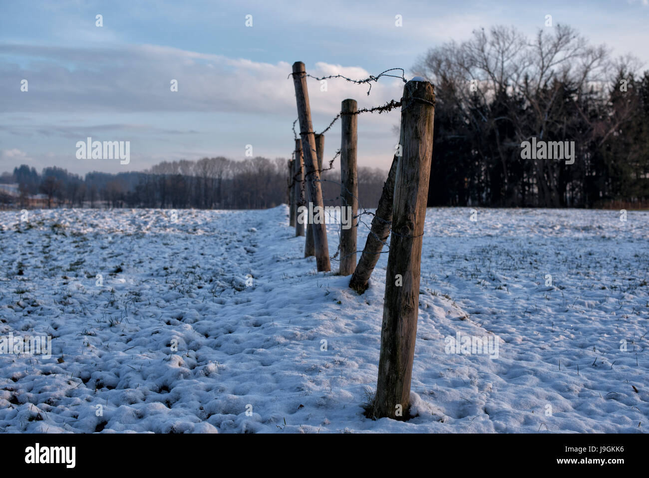 Landscape near Kaufbeuren, Allgäu in winter. Stock Photo