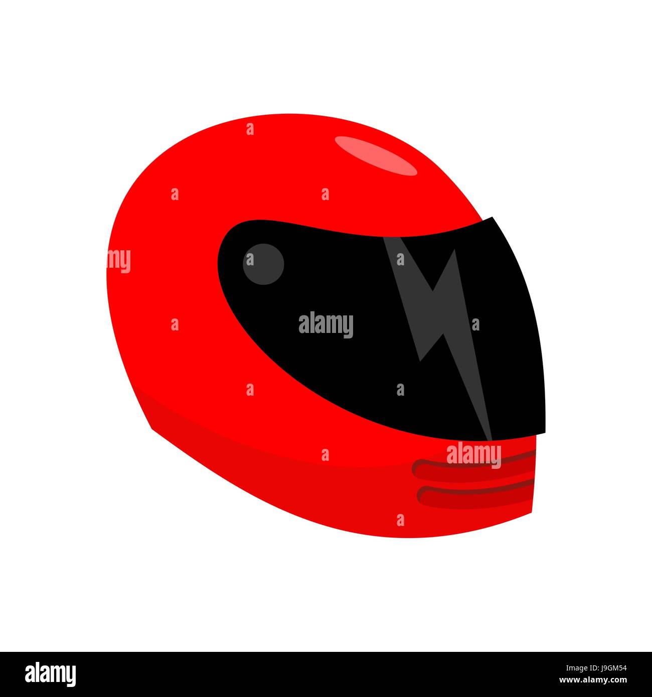 Motorcycle helmet red isolated. Racer helmet on white background Stock