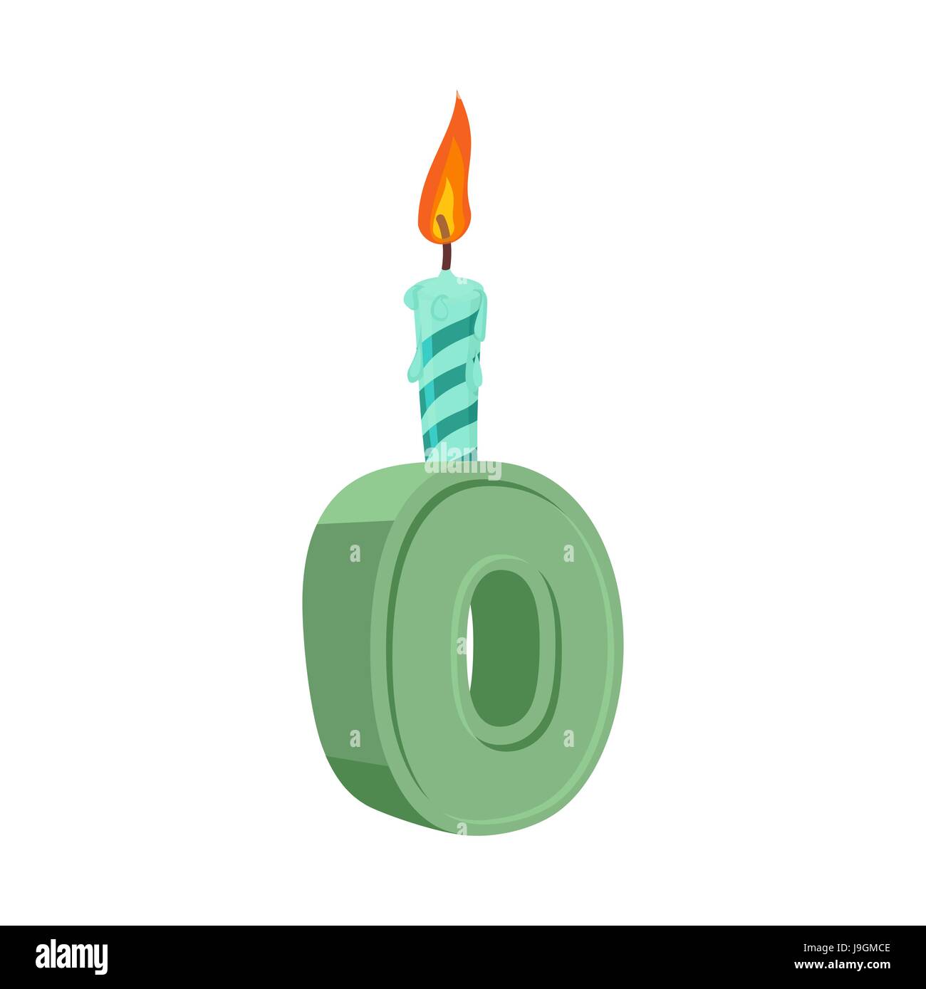 Letter O birthday font. Letter and candle. anniversary alphabet sign. Celebratory ABC Stock Vector