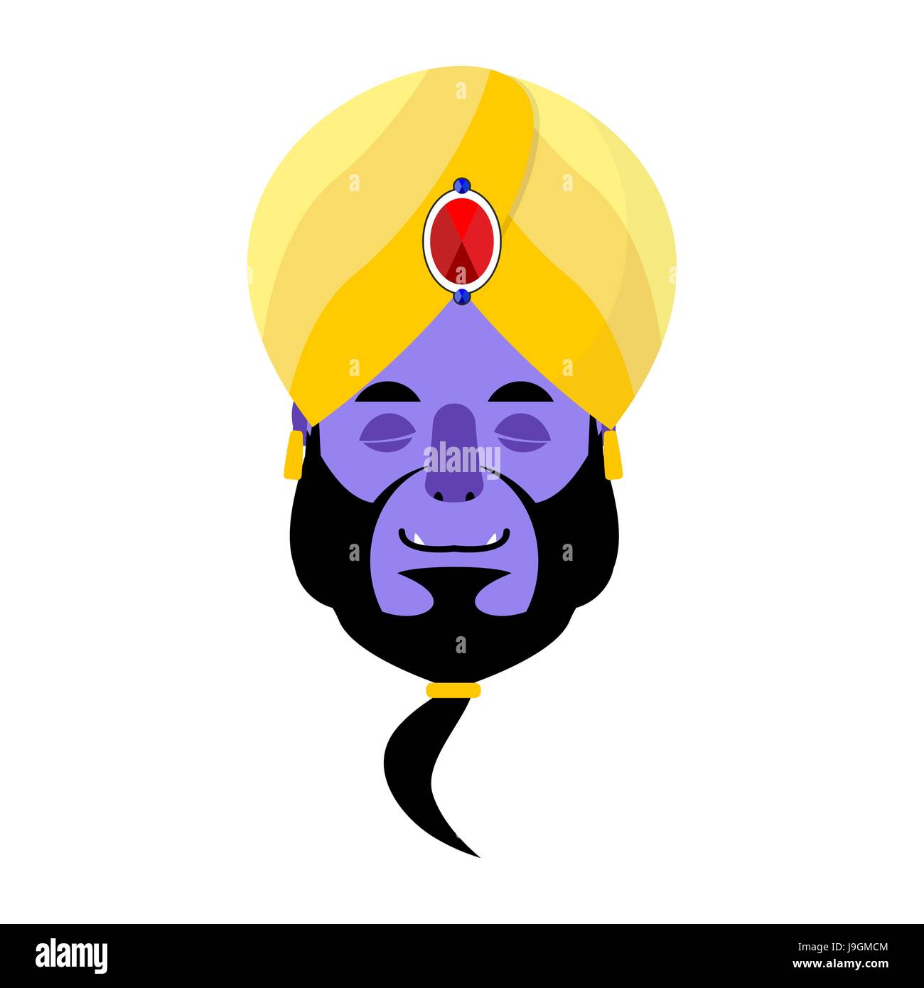 Genie sleeping Emoji. Magic ghost asleep emotion. Arabic magic spirit avatar Stock Vector