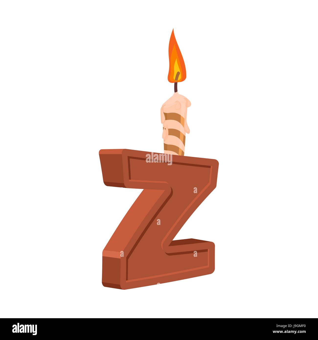 Letter Z birthday font. Letter and candle. anniversary alphabet sign
