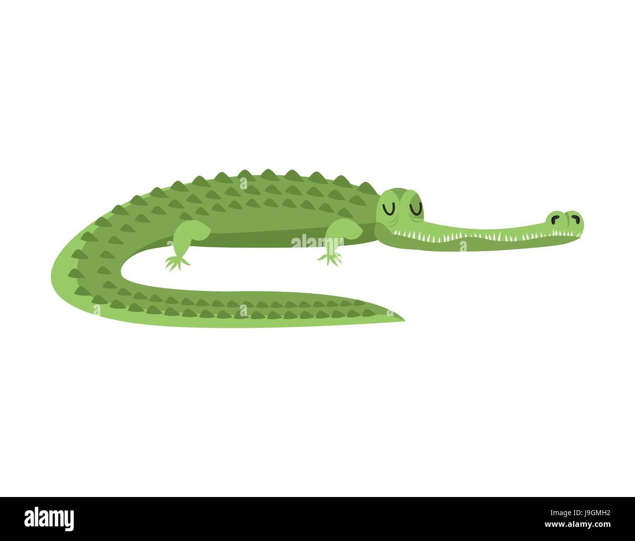 Sleeping crocodile. alligator is asleep. Sleepy wild reptile predator Stock Vector