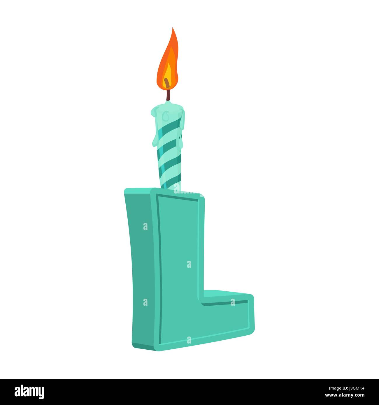 Letter L birthday font. Letter and candle. anniversary alphabet sign. Celebratory ABC Stock Vector