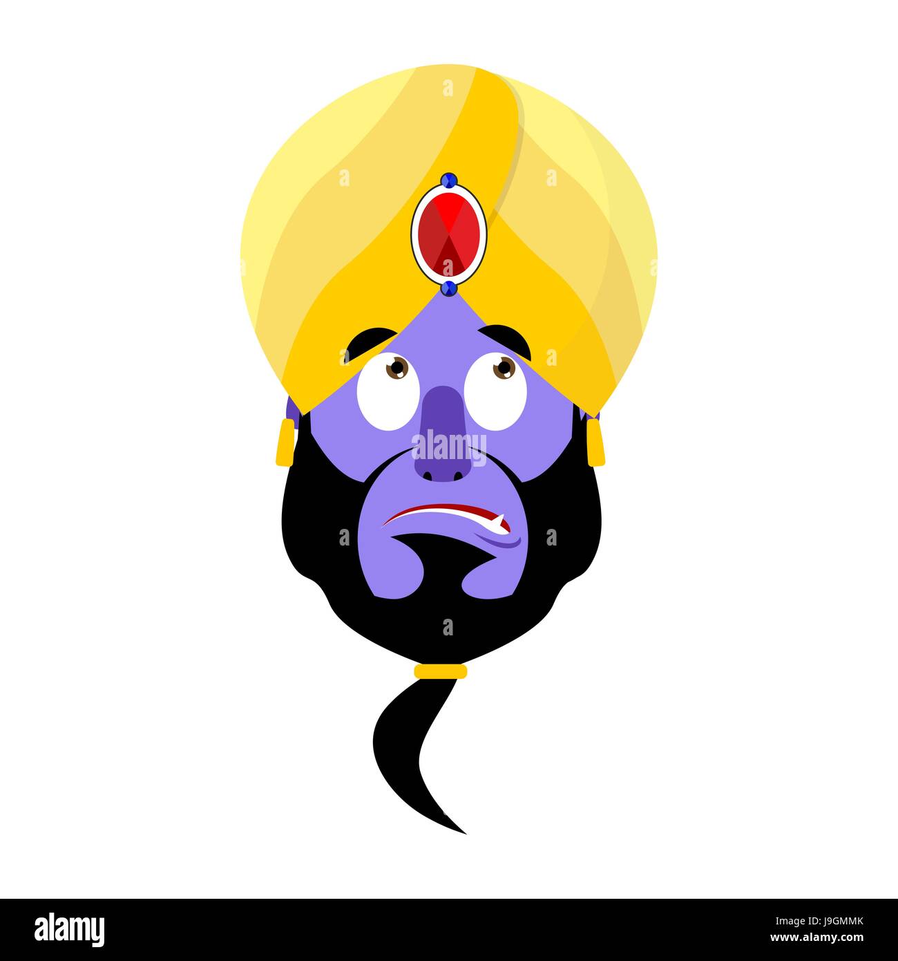 Genie Surprised Emoji. Magic ghost astonished emotion. Arabic magic spirit avatar Stock Vector