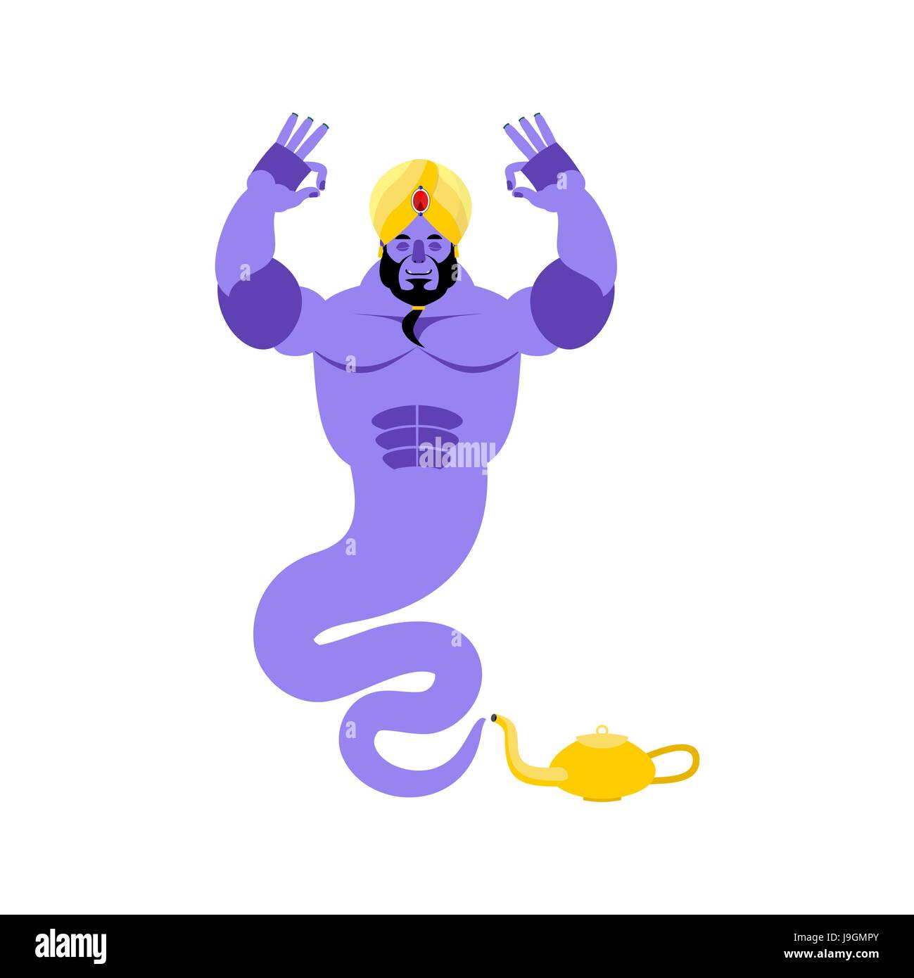 Genie yoga. Magic ghost yogi. Arabic magic spirit avatar Stock Vector