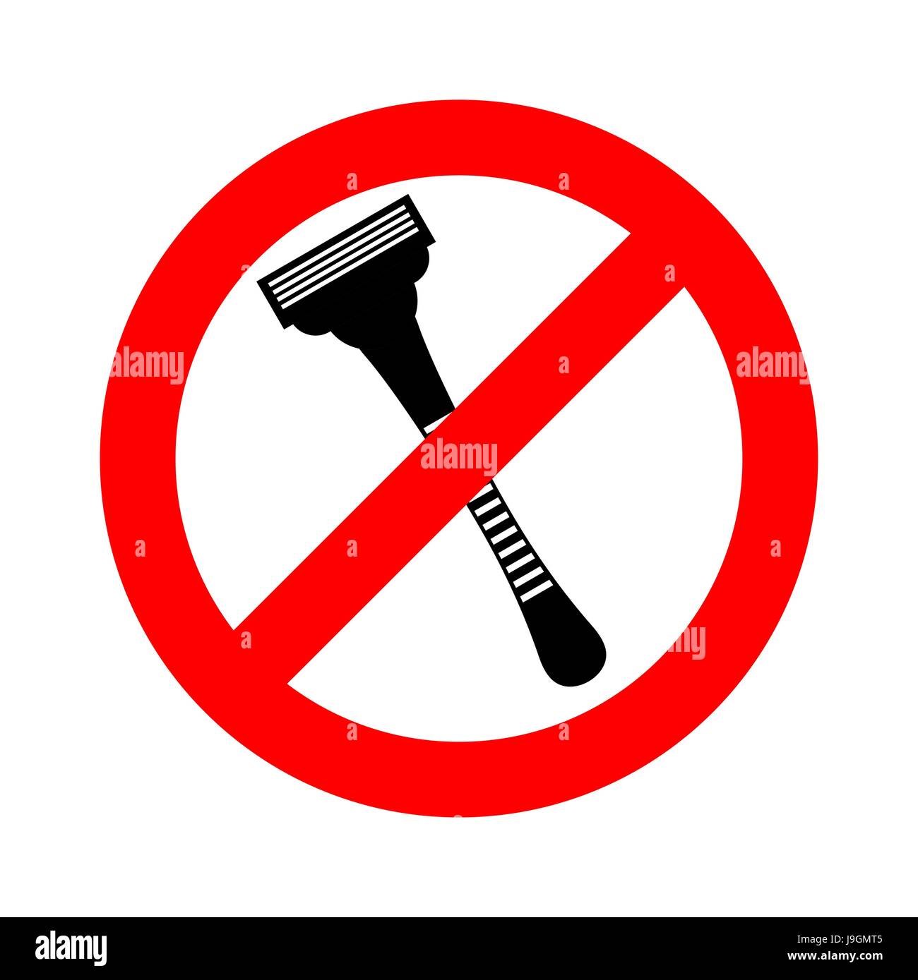 Stop razor. It is forbidden to shave. Razor ban road sign Stock Vector