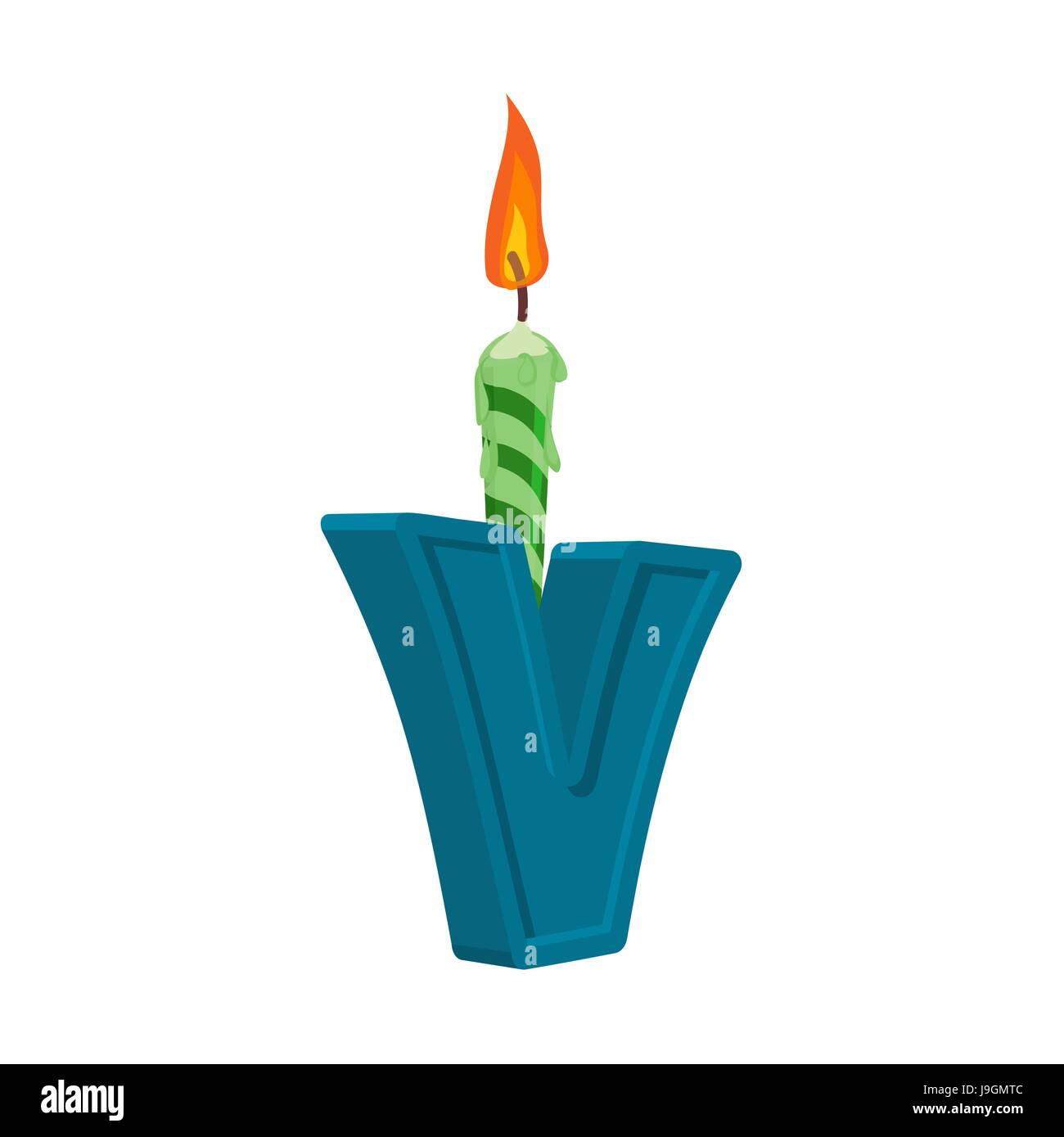 Letter V birthday font. Letter and candle. anniversary alphabet sign