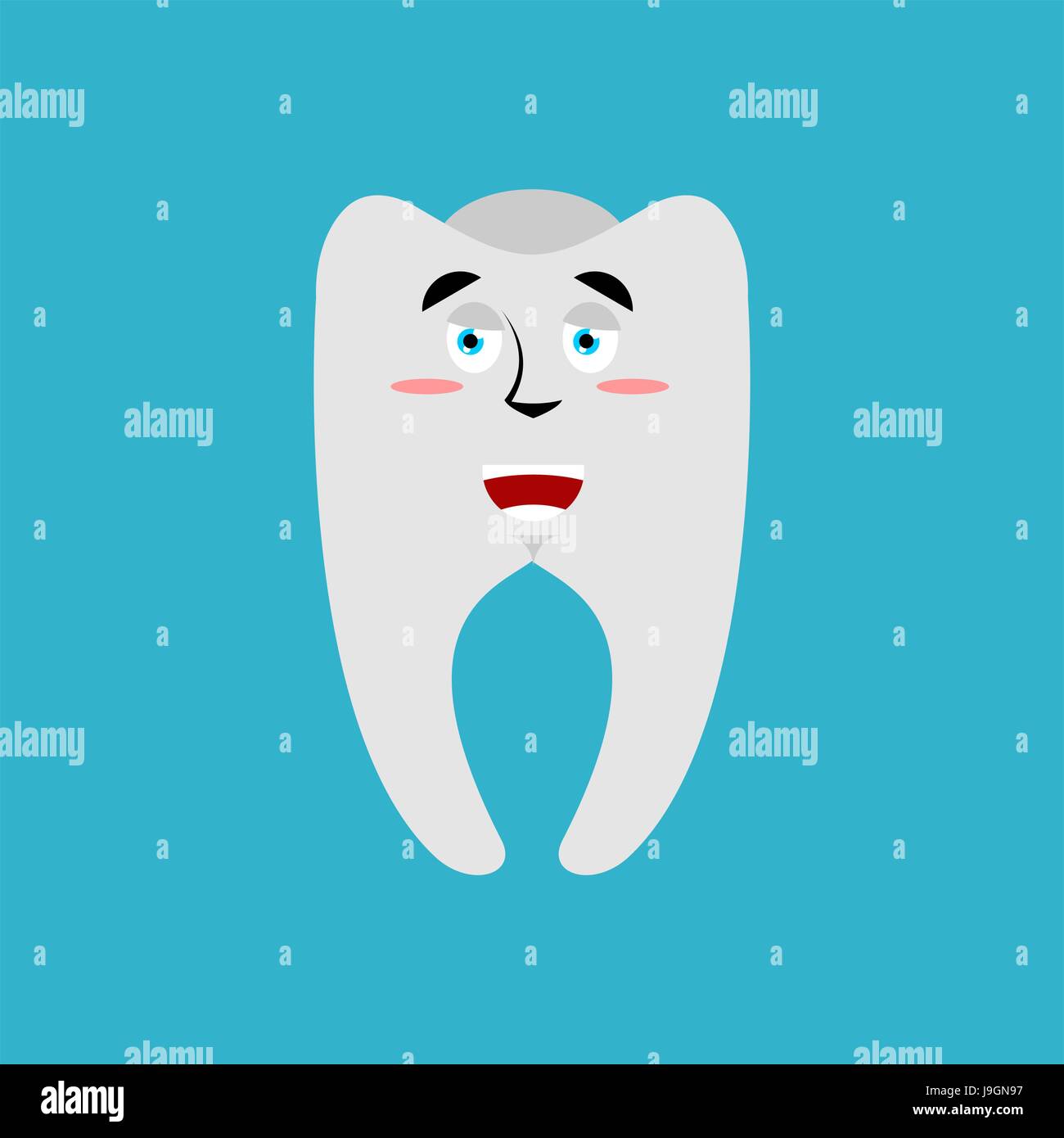 Tooth Happy Emoji. Teeth merry emotion isolated Stock Vector