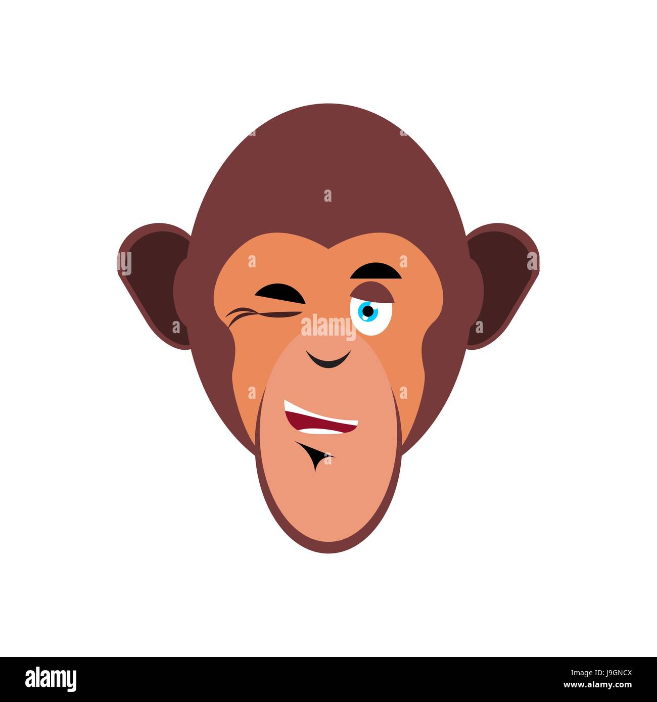 Monkey winking Emoji. marmoset merry emotion isolated. Chimpanzee face Stock Vector
