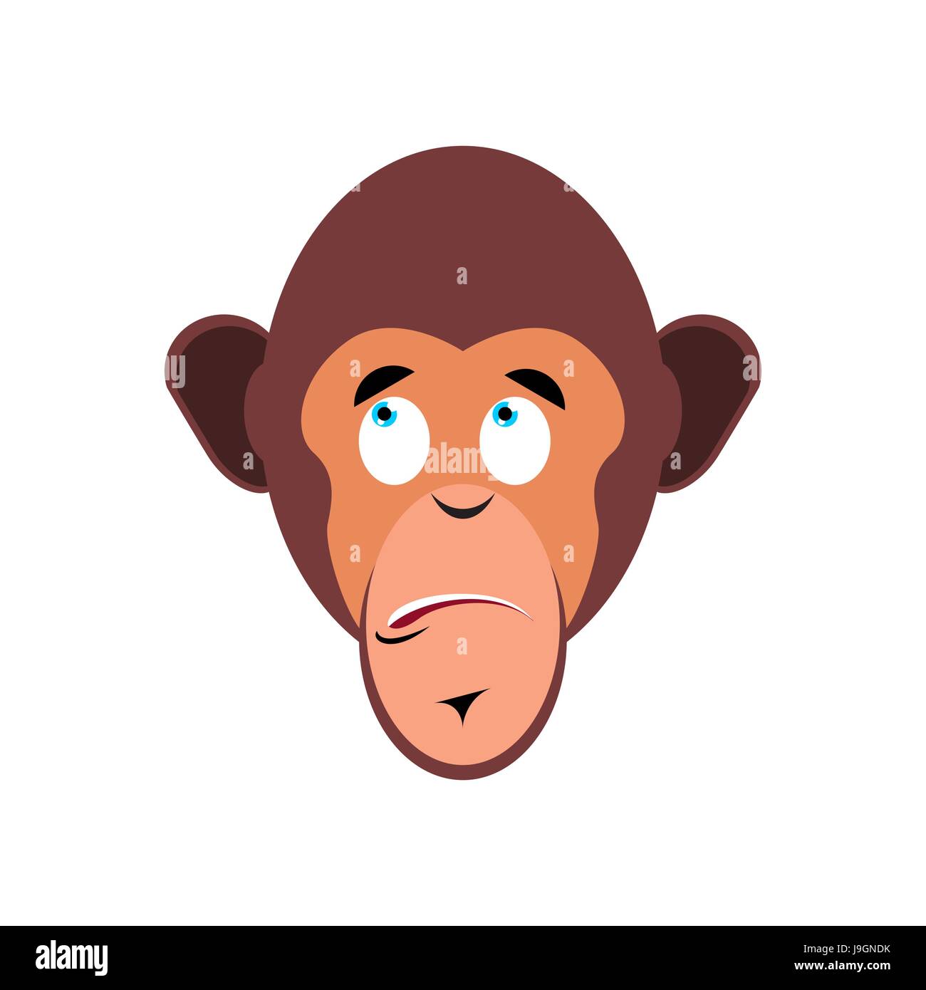 Monkey surprised Emoji. marmoset astonished emotion isolated. Chimpanzee face Stock Vector