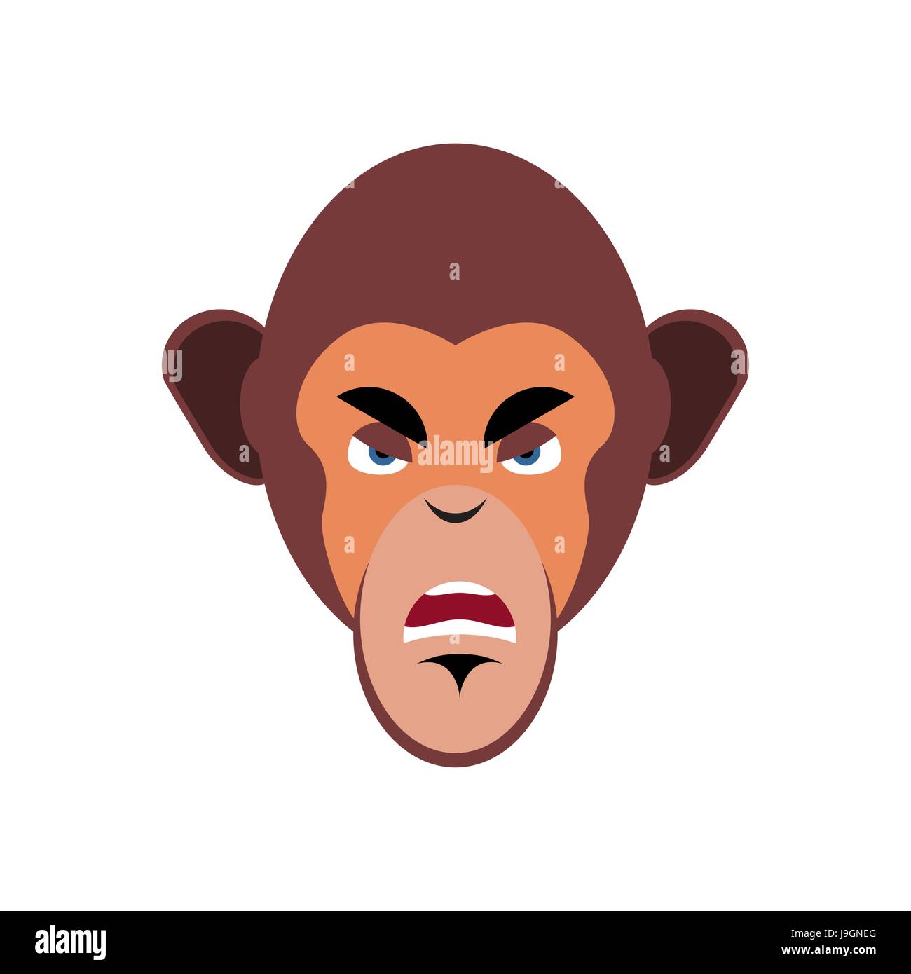 Monkey angry Emoji. marmoset aggressive emotion isolated. Chimpanzee face Stock Vector