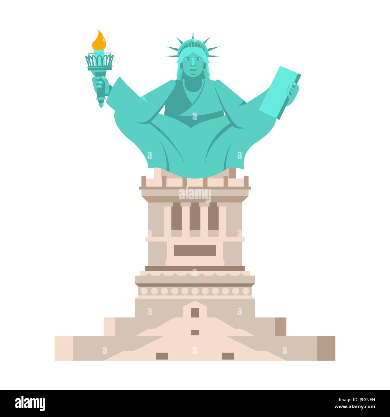 America Yoga. Statue of Liberty in lotus posture. Relaxation and Zen. US yogi Stock Vector