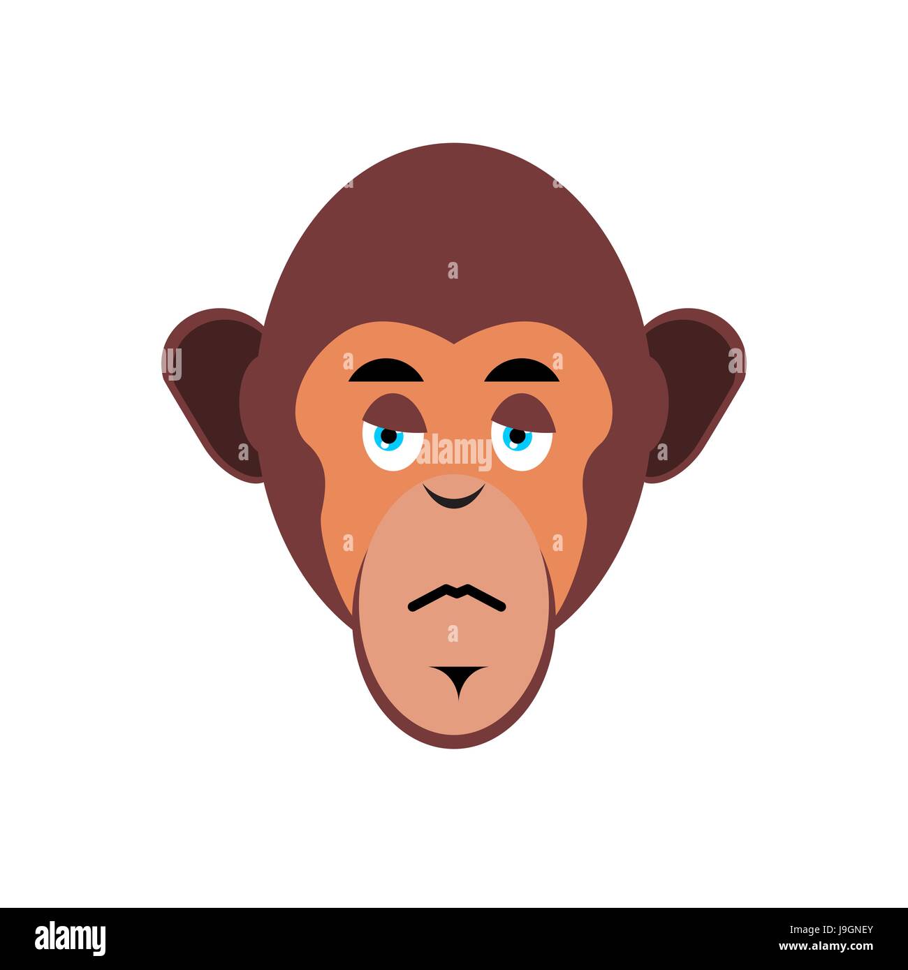 Monkey sad Emoji. marmoset unhappy emotion isolated. Chimpanzee face Stock Vector