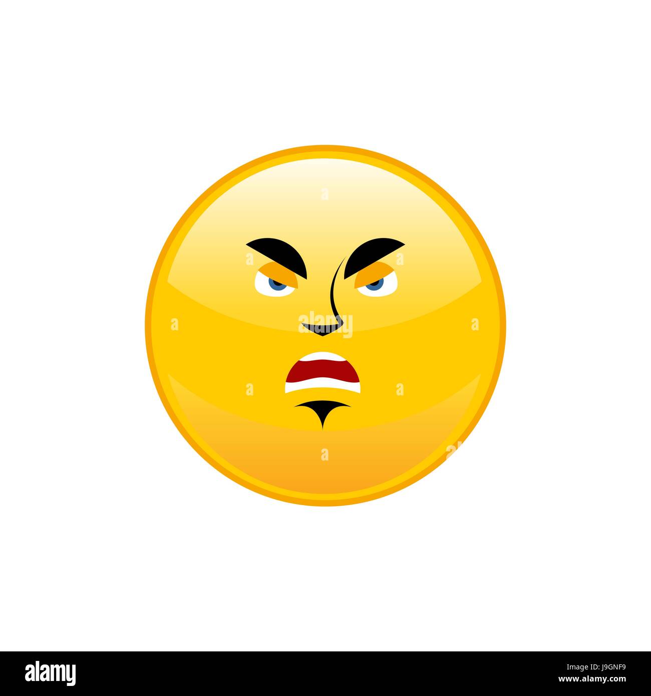 Angry Emoji isolated. Aggressive yellow circle emotion isolated Stock Vector