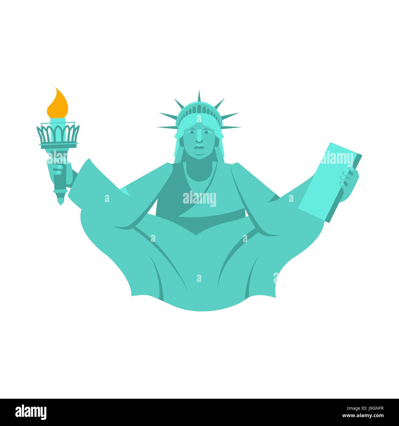 America Yoga. Statue of Liberty in lotus posture. Relaxation and Zen. US yogi Stock Vector