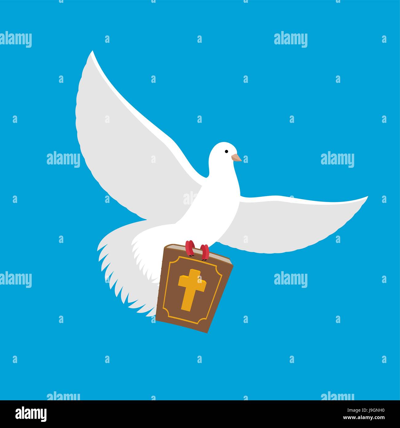 Pigeons Scripture White dove and Bible. pigeon and holy book. Religion illustration Stock ...