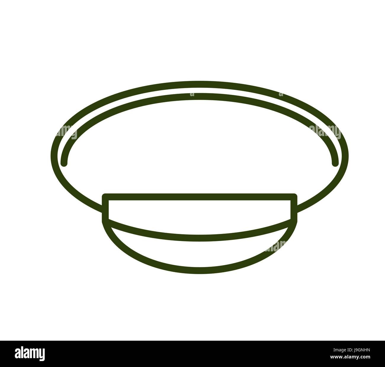 Military cap line style. Army officer hat icon Stock Vector
