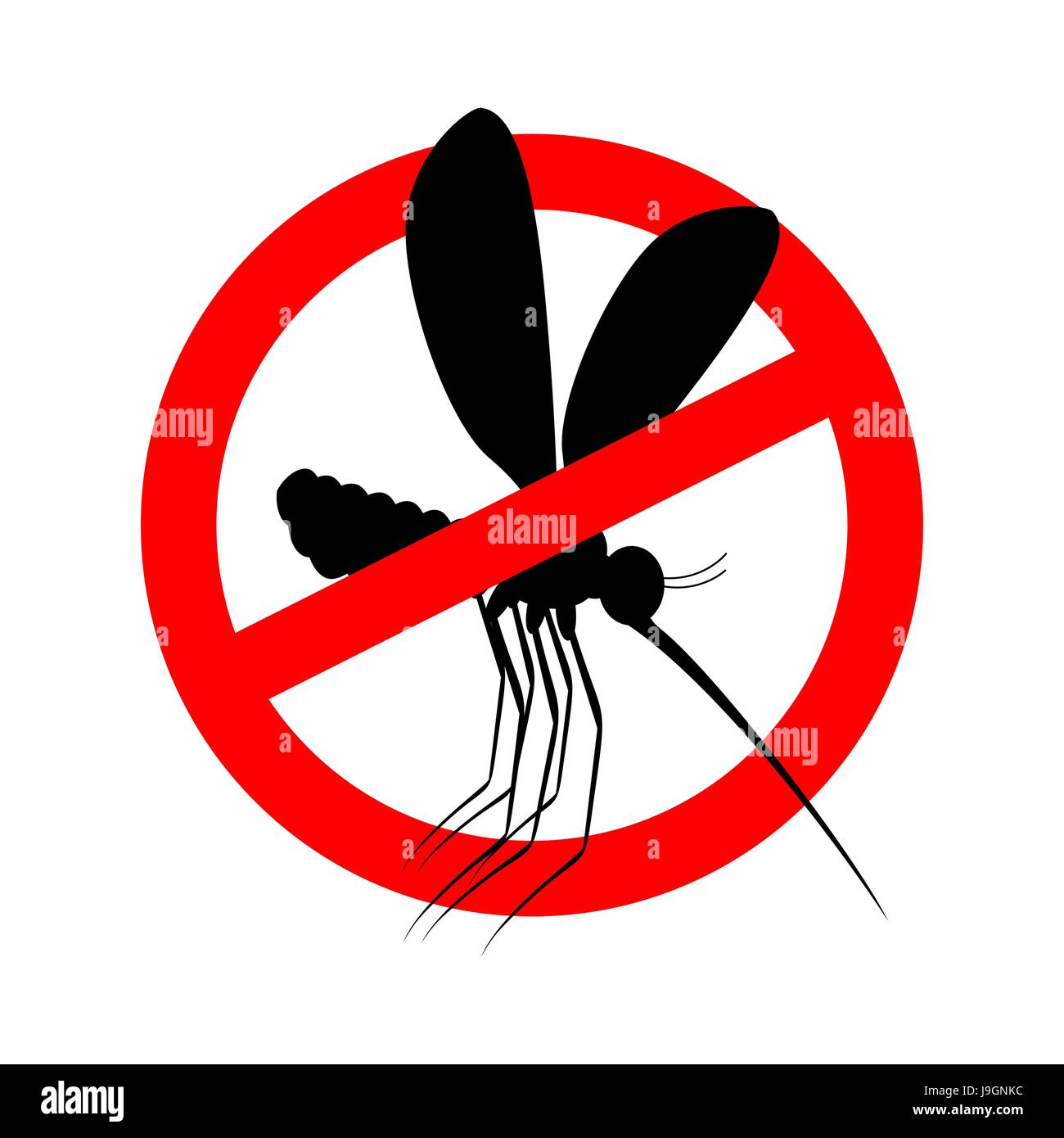 Stop mosquito. Red prohibition sign. Ban insects Stock Vector