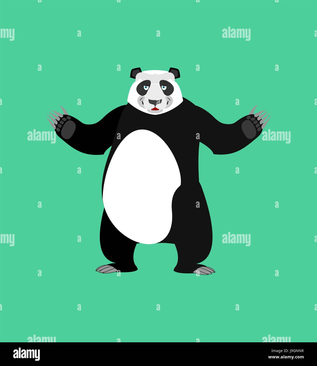 Panda Happy Emoji. Chinese bear merry emotion isolated Stock Vector