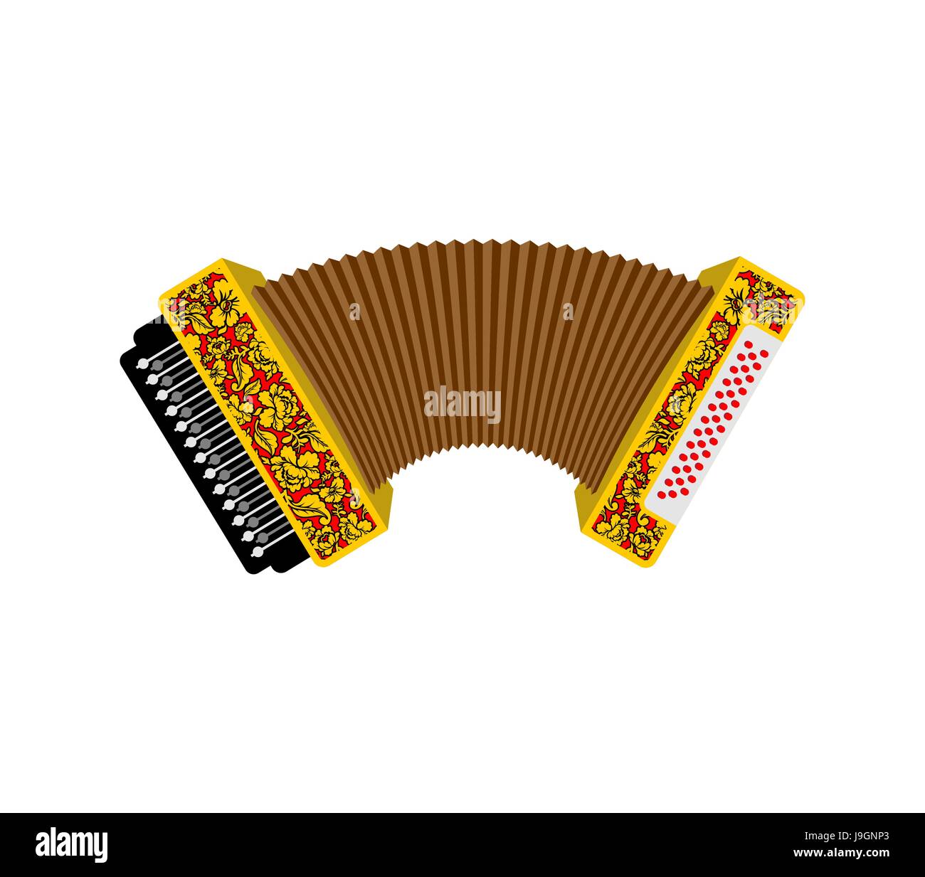 Accordion isolated. Russian National Folk Musical Instruments Stock