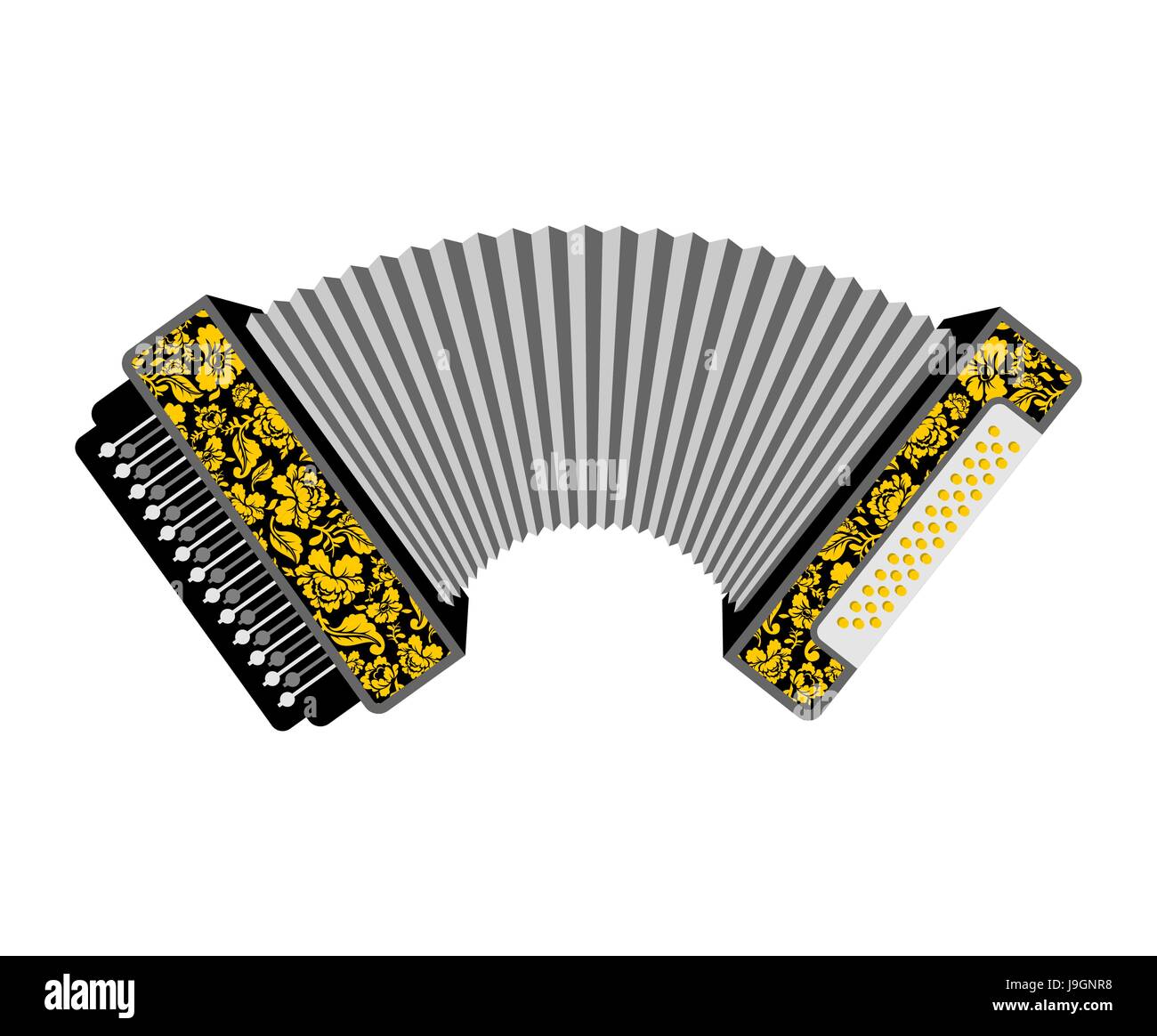 Accordion isolated. Russian National Folk Musical Instruments Stock