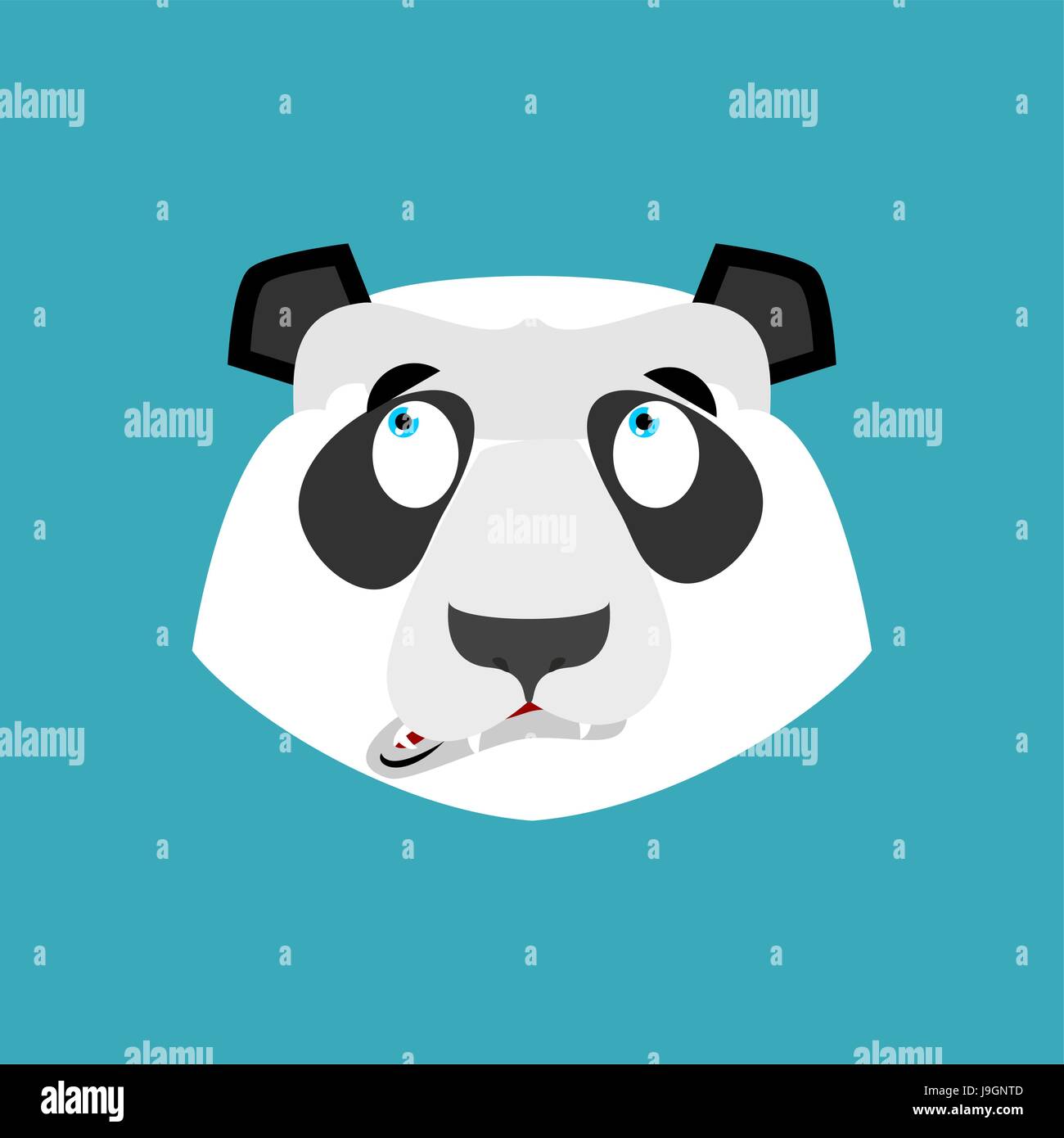 Panda surprised Emoji. Chinese bear astonished emotion isolated Stock ...