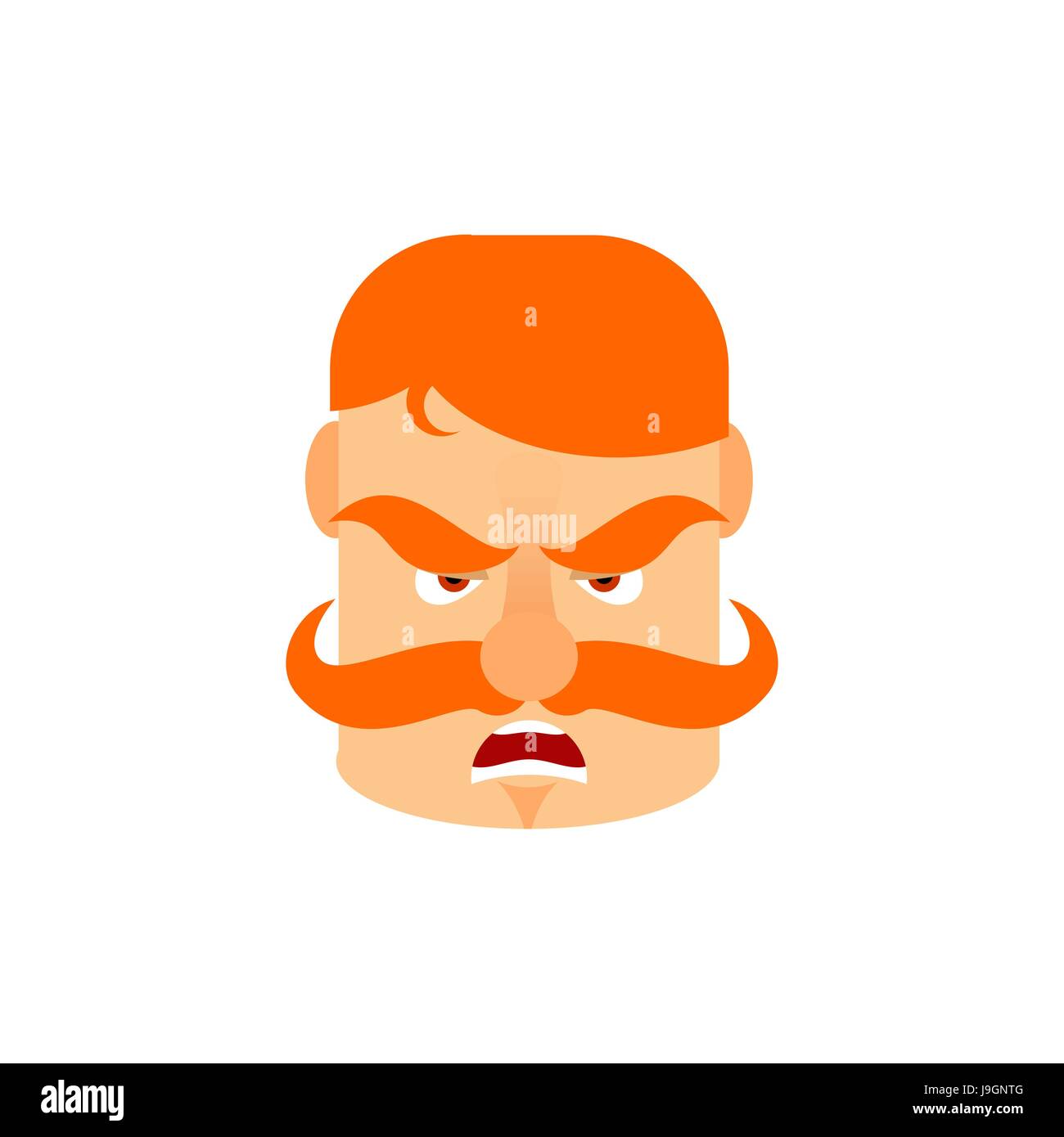 Vintage Irishman with red mustache angry Emoji. Retro Men face aggressive emotion isolated Stock Vector