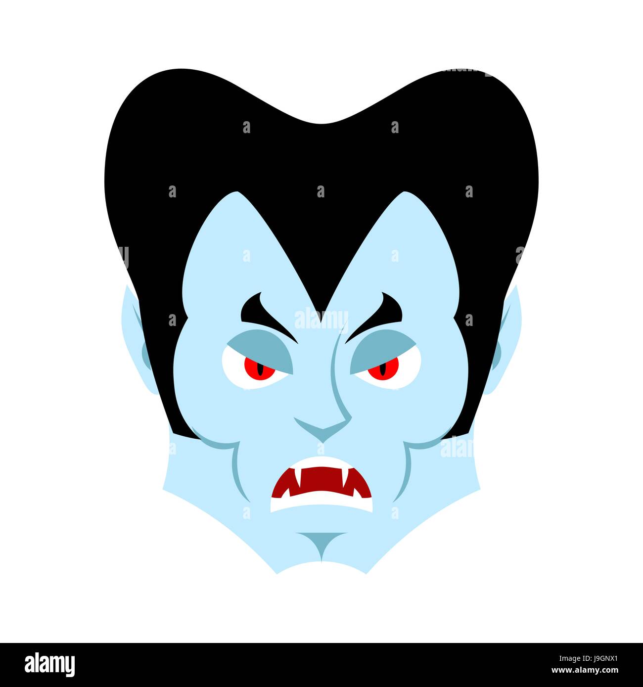 Dracula angry Emoji. Vampire evil emotion face isolated Stock Vector