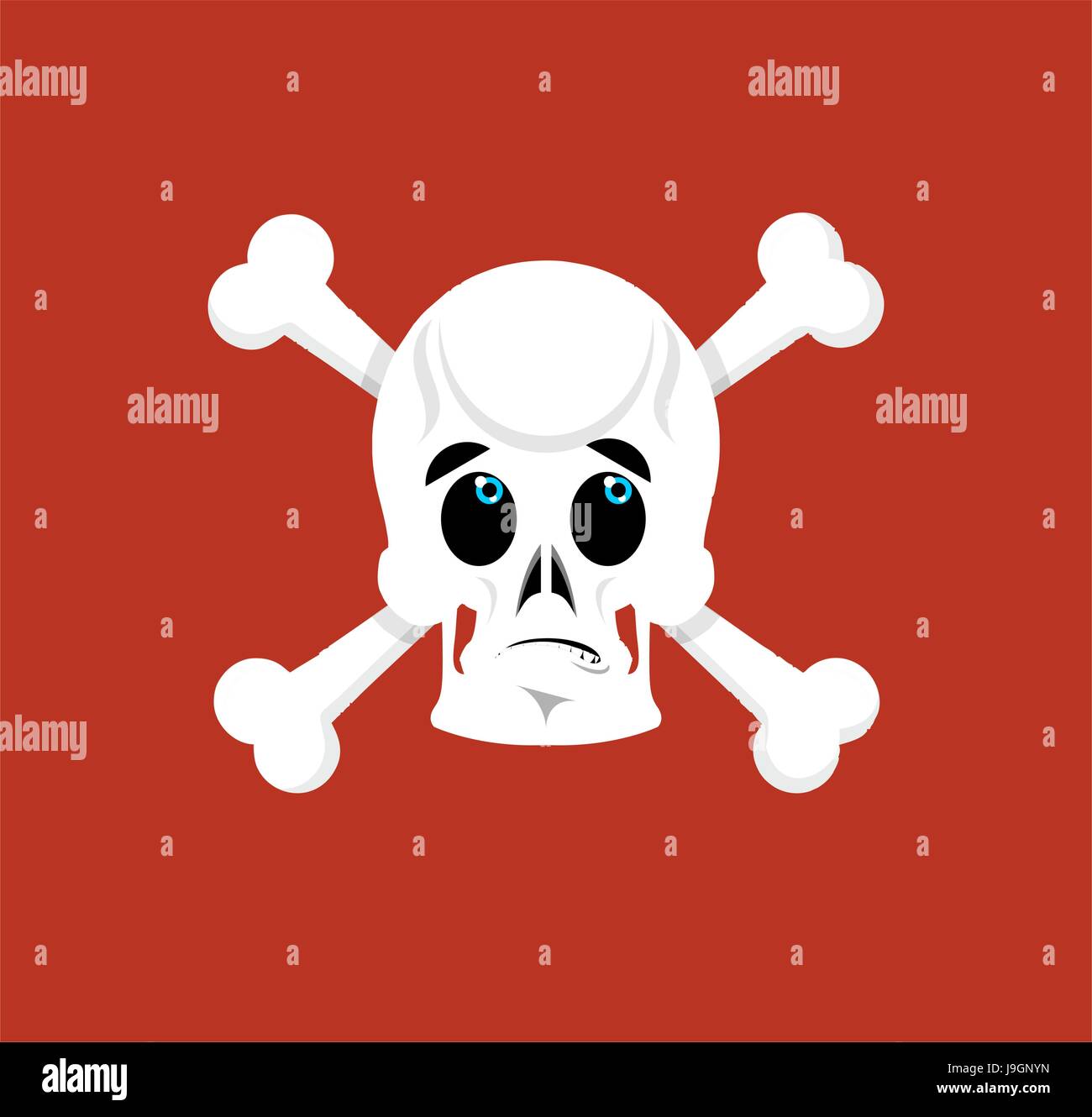 Skull and crossbones Surprised Emoji. skeleton head astonished emotion ...