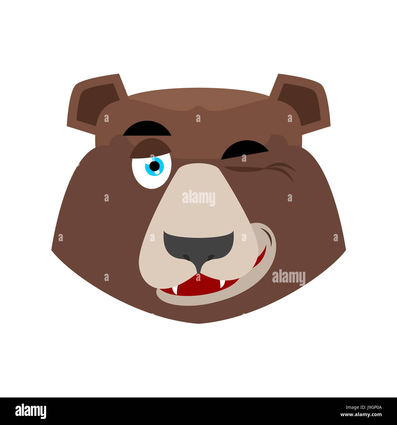 Bear winking Emoji. grizzly happy emotion. face Wild animal isolated Stock Vector