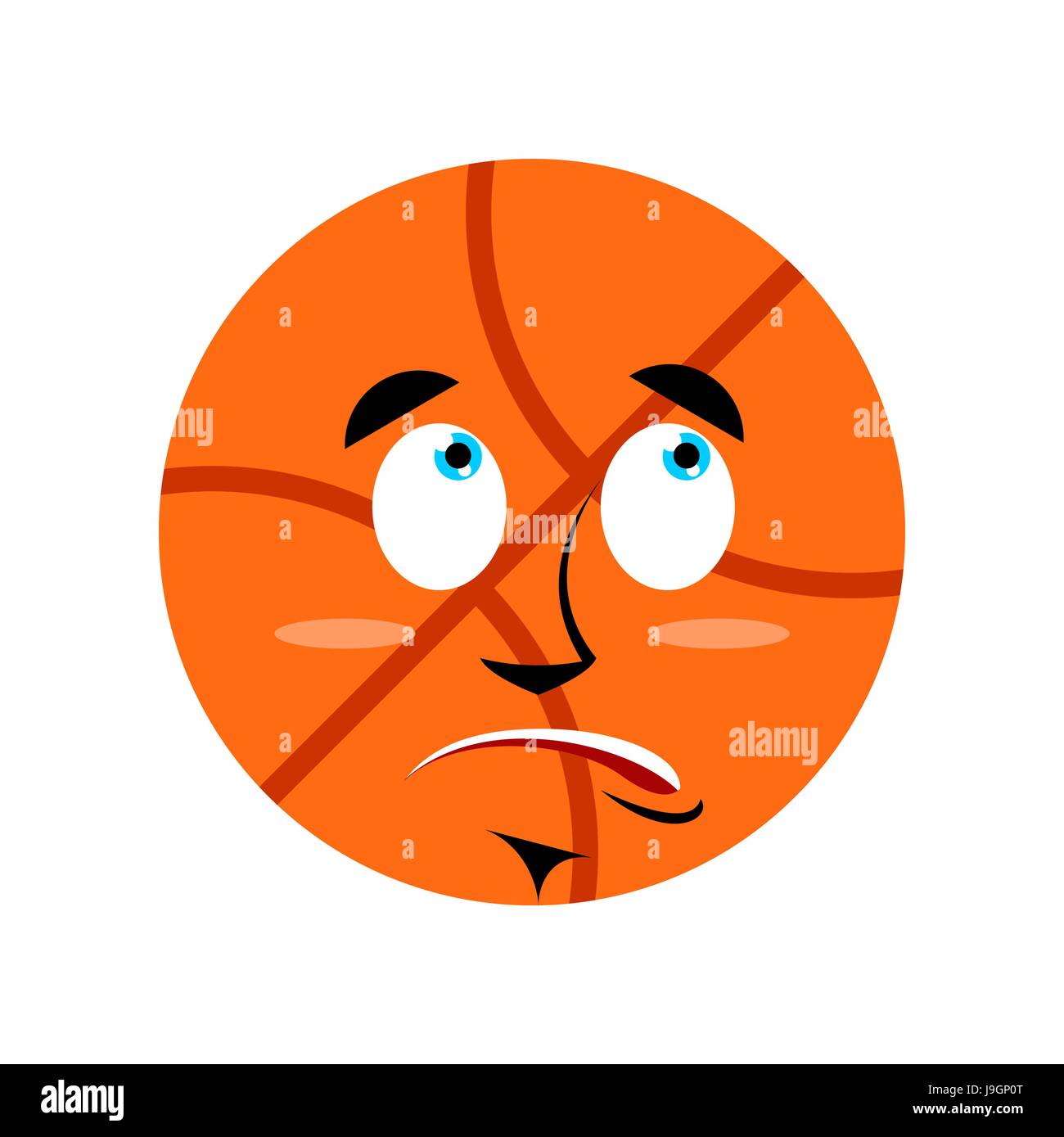 Basketball surprised Emoji. Ball astonished emotion isolated Stock Vector