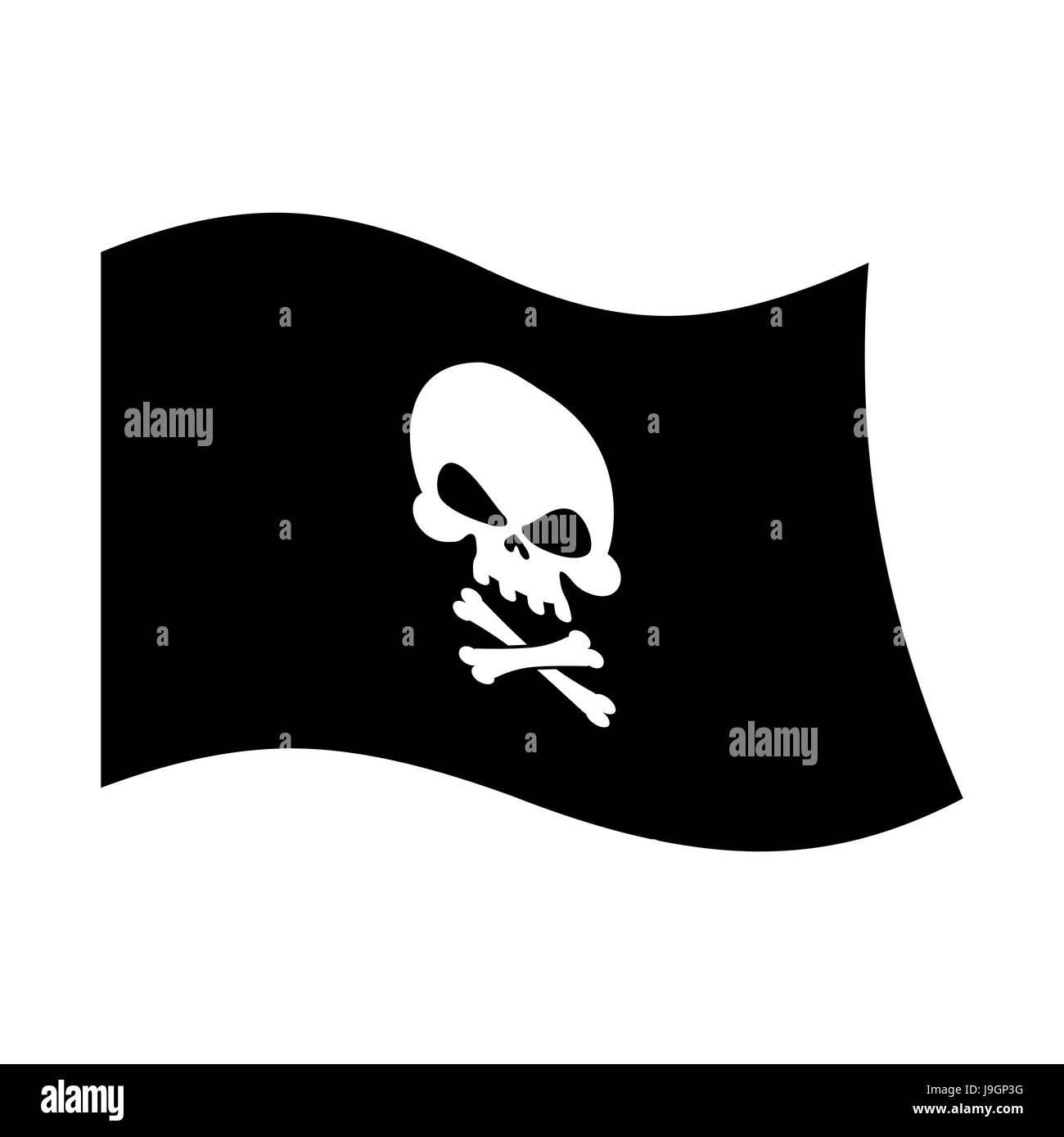 Pirate flag skull and crossbones. piratical black banner isolated Stock