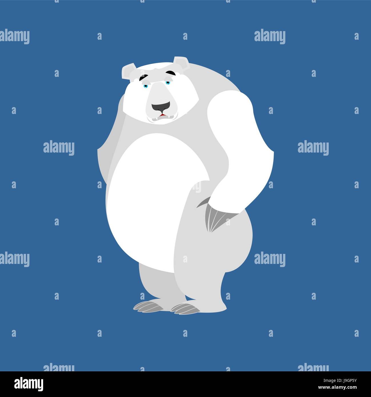 Polar Bear sad Emoji. Wild animal Arctic and Antarctic. sorrowful