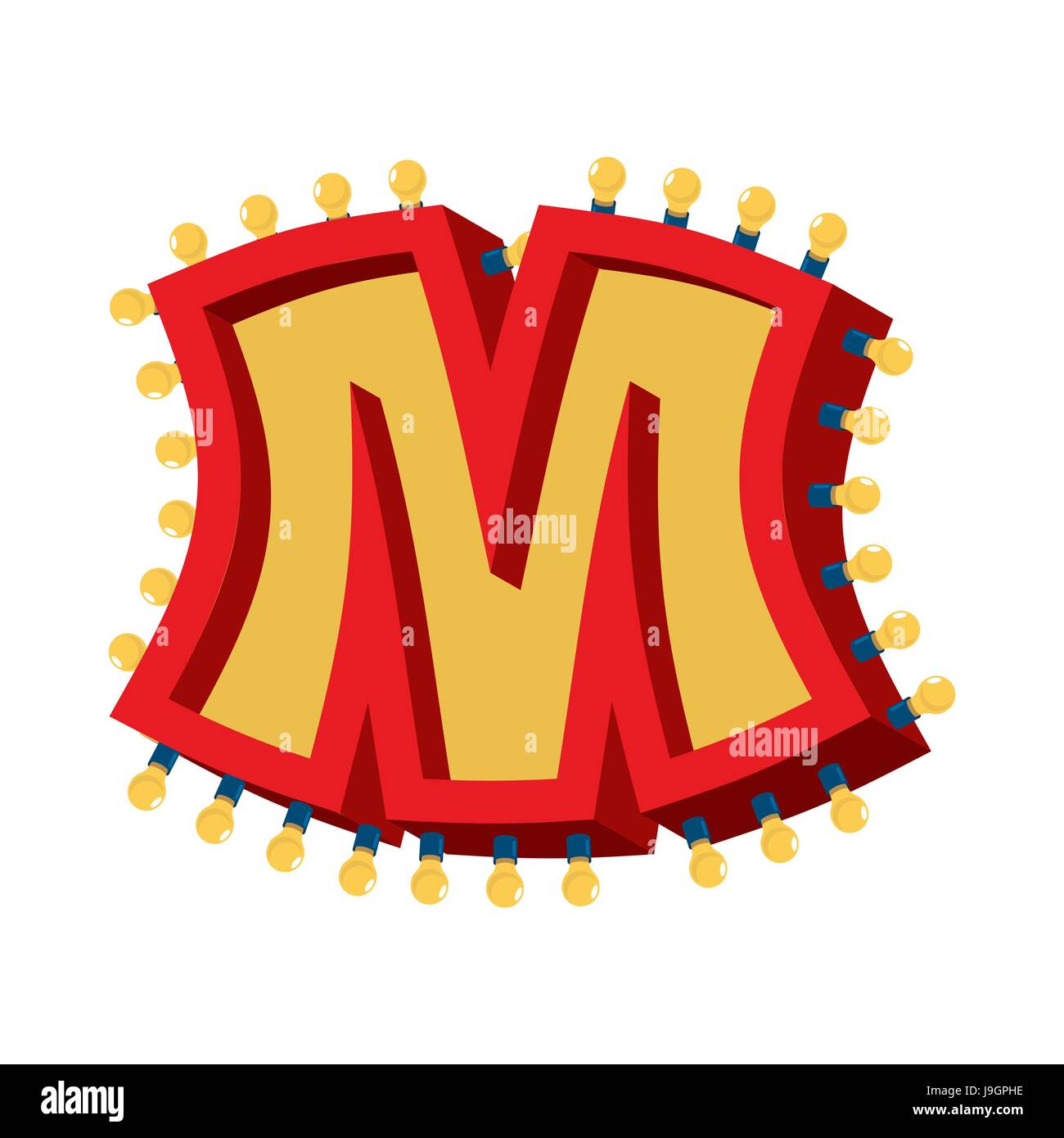 Letter M lamp glowing font. Vintage light bulb alphabet. Retro ABC ...
