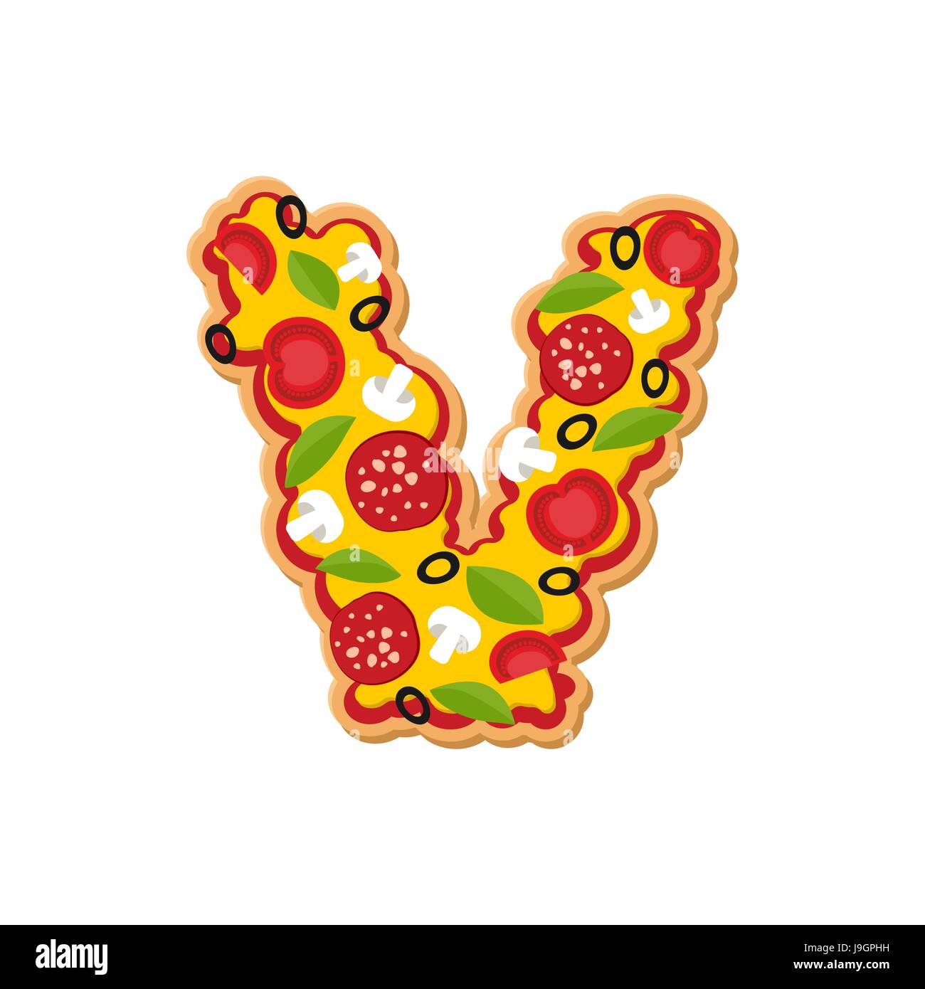 Letter V Pizza Font Italian Meal Alphabet Lettring Fast Food Stock Vector Image Art Alamy