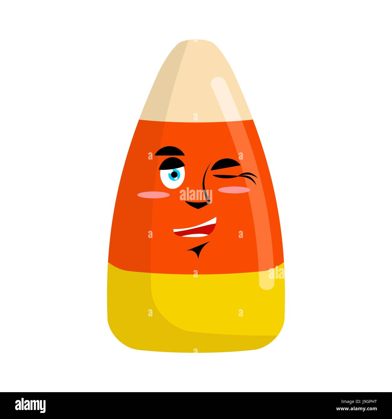 Candy corns winking Emoji. Sweet emotion happy. Sweets for Halloween Stock Vector